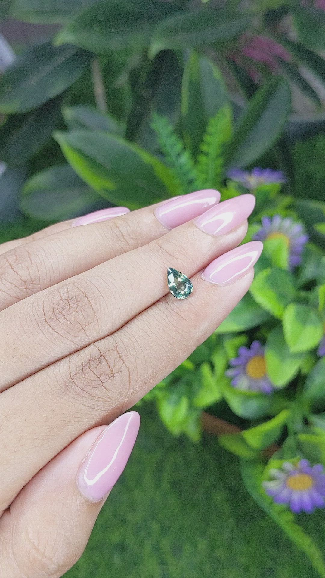 1.06 Ct. Bluish Green Sapphire from Madagascar Size Video