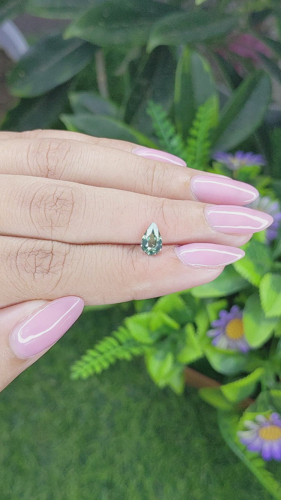 1.06 Ct. Bluish Green Sapphire from Madagascar Size Video