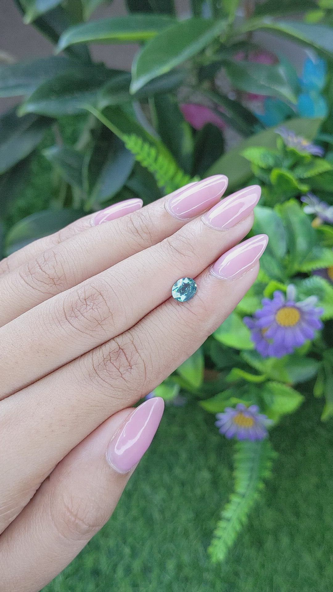 0.99 Ct. Bluish Green Sapphire from Madagascar Size Video