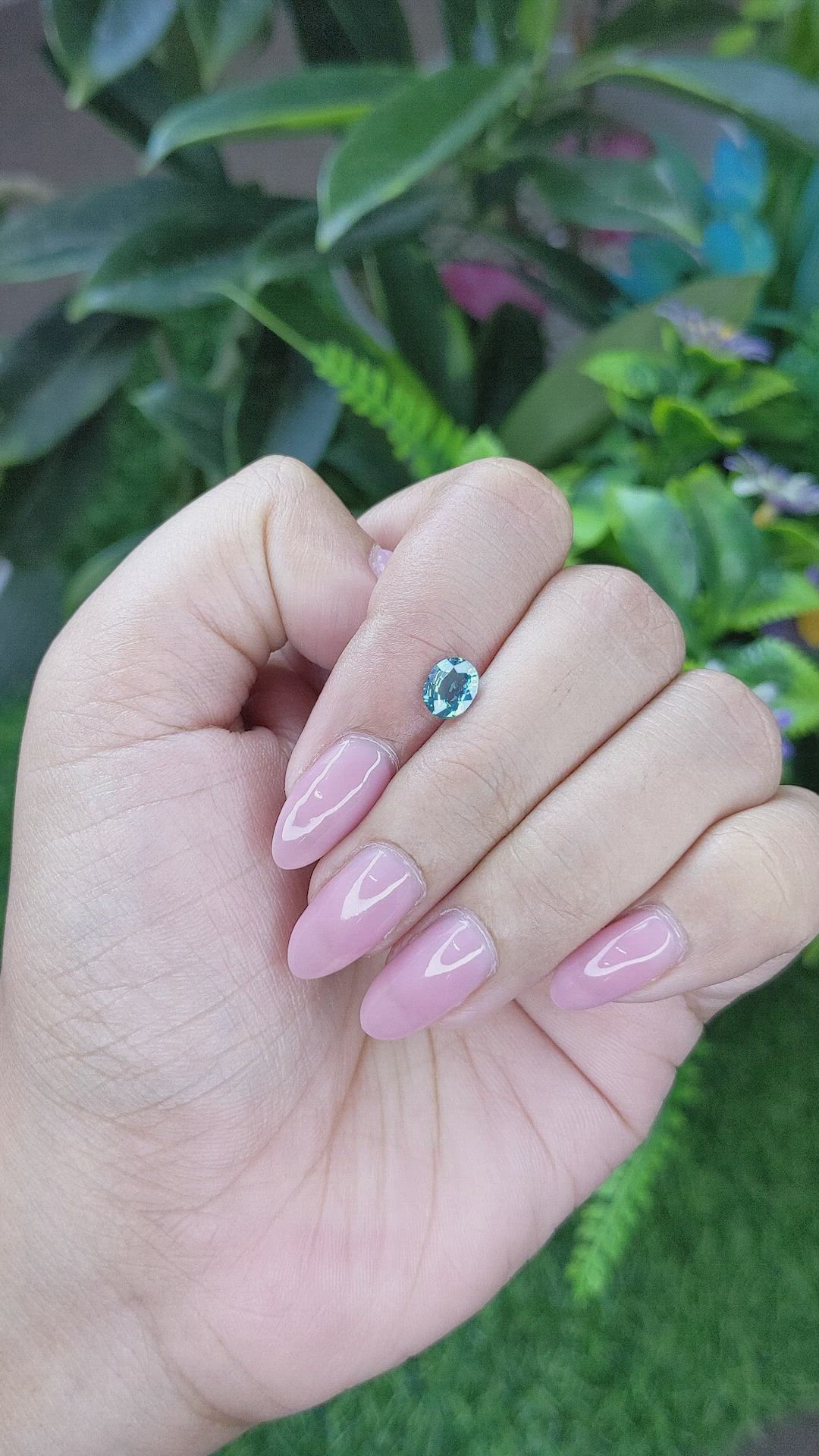 0.99 Ct. Bluish Green Sapphire from Madagascar Size Video