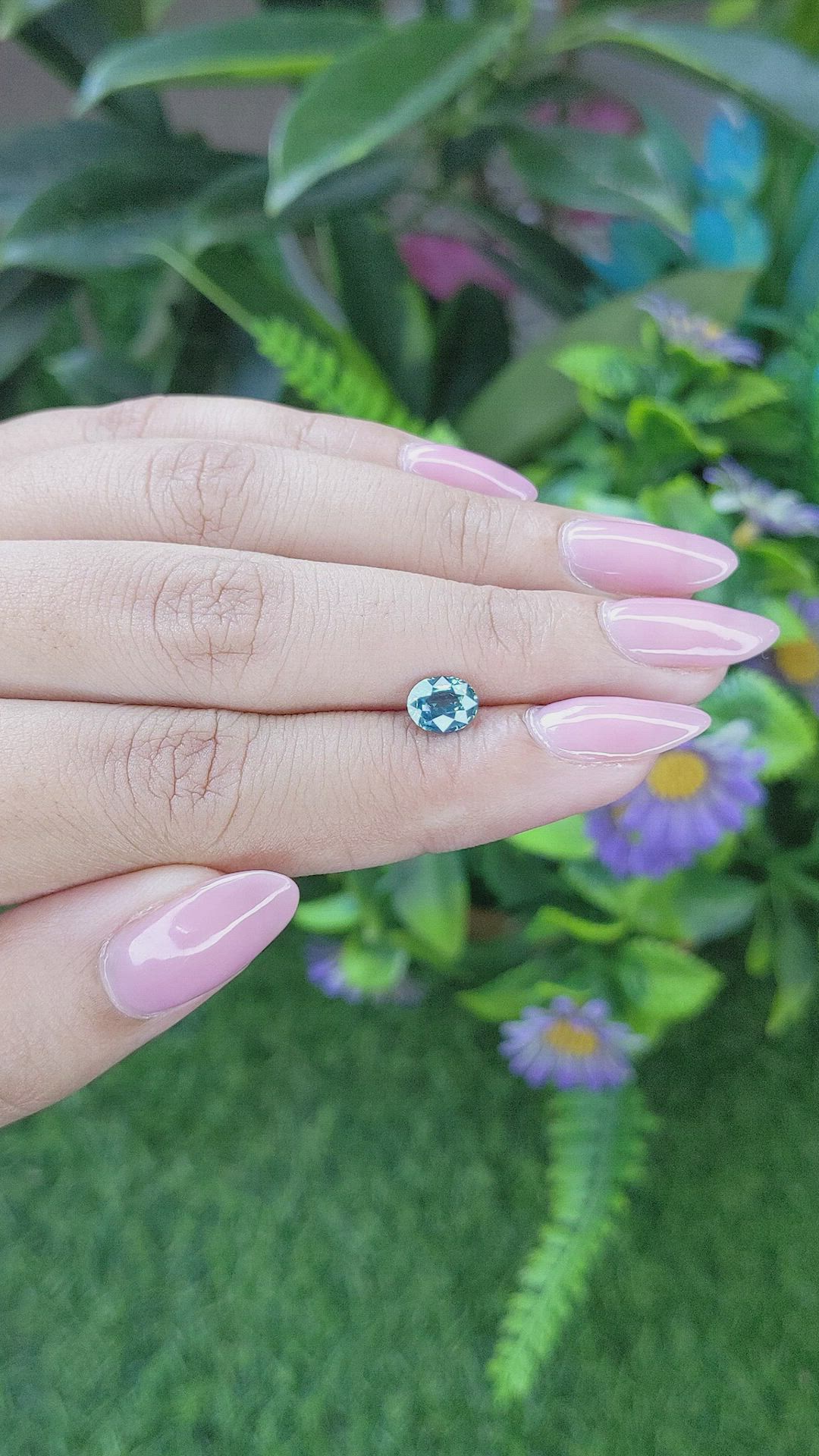 0.99 Ct. Bluish Green Sapphire from Madagascar Size Video