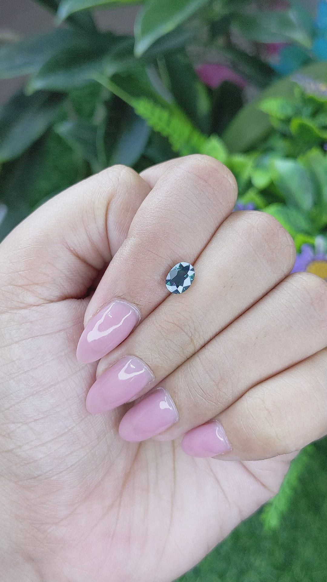 1.12 Ct. Bluish Green Sapphire from Madagascar Size Video