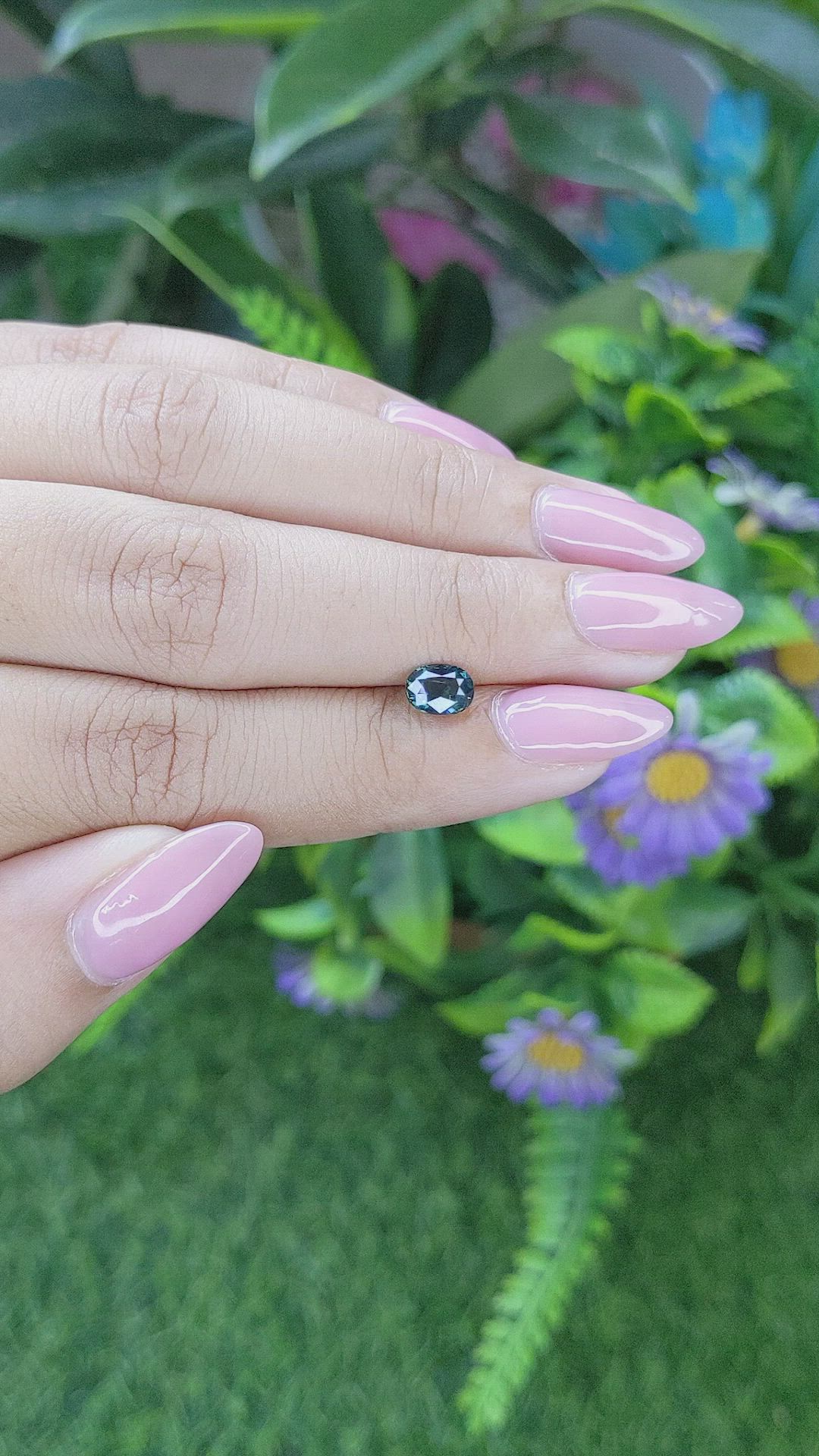 0.87 Ct. Bluish Green Sapphire from Madagascar Size Video