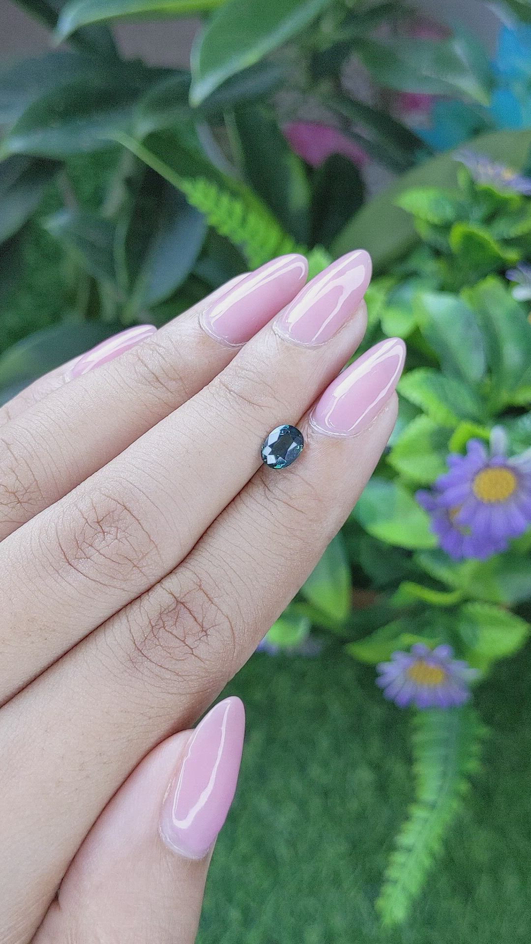 0.87 Ct. Bluish Green Sapphire from Madagascar Size Video