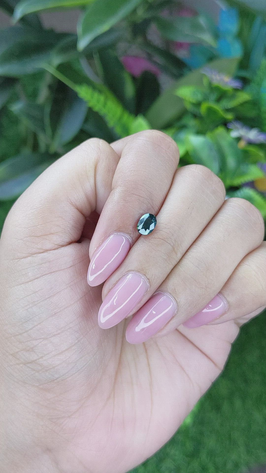 0.87 Ct. Bluish Green Sapphire from Madagascar Size Video