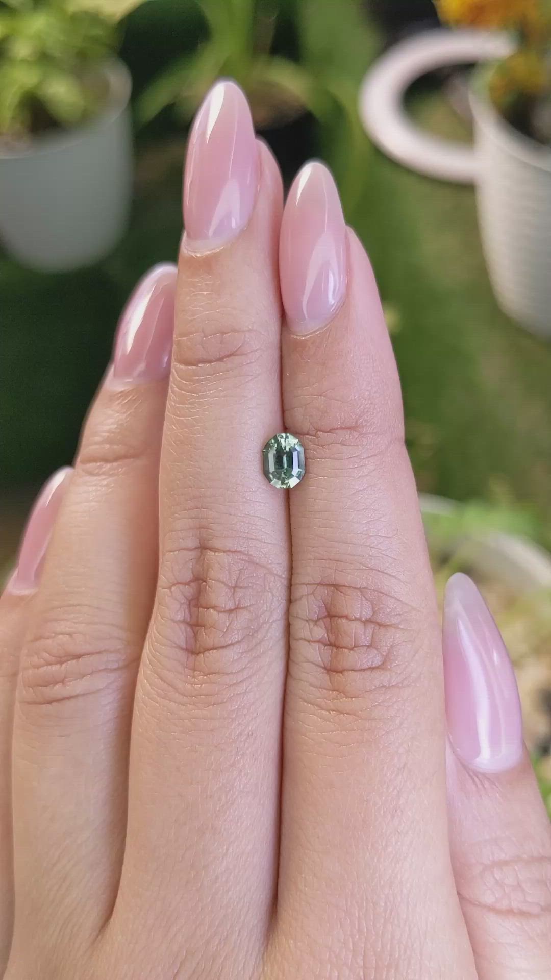 0.72 Ct. Yellowish Green Sapphire from Madagascar Size Video