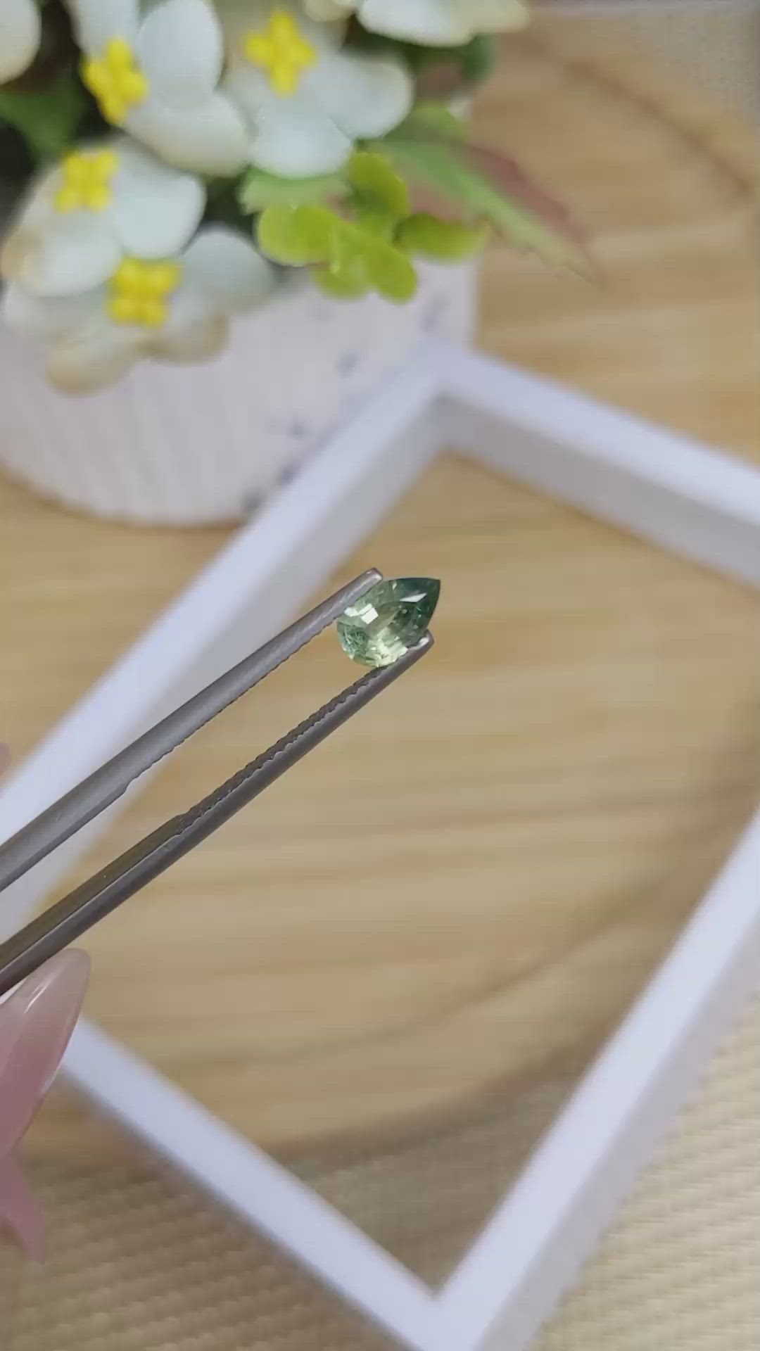 0.72 Ct. Yellowish Green Sapphire from Madagascar Size Video