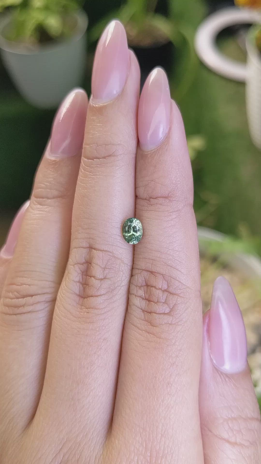 0.84 Ct. Yellowish Green Sapphire from Madagascar Size Video