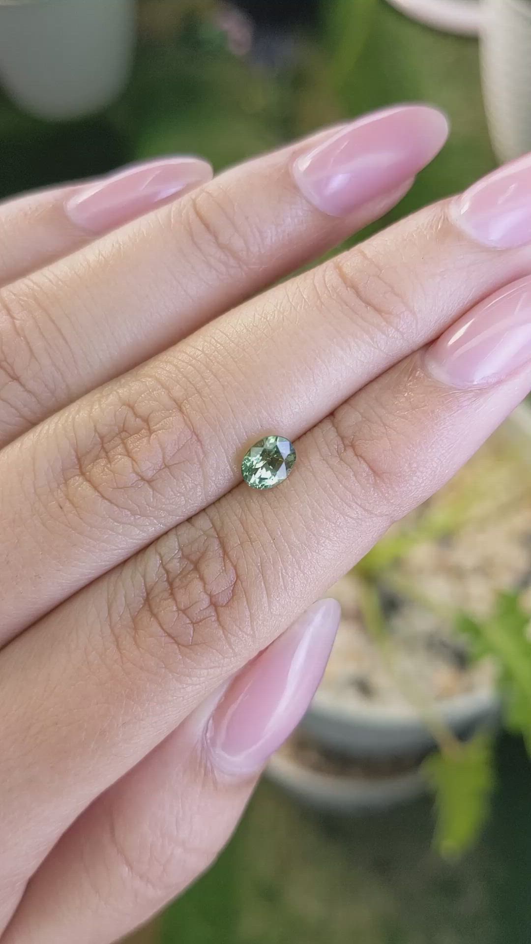 0.84 Ct. Yellowish Green Sapphire from Madagascar Size Video