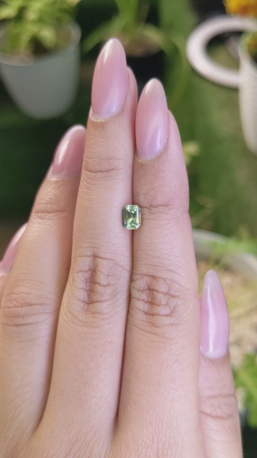 0.80 Ct. Yellowish Green Sapphire from Madagascar Size Video