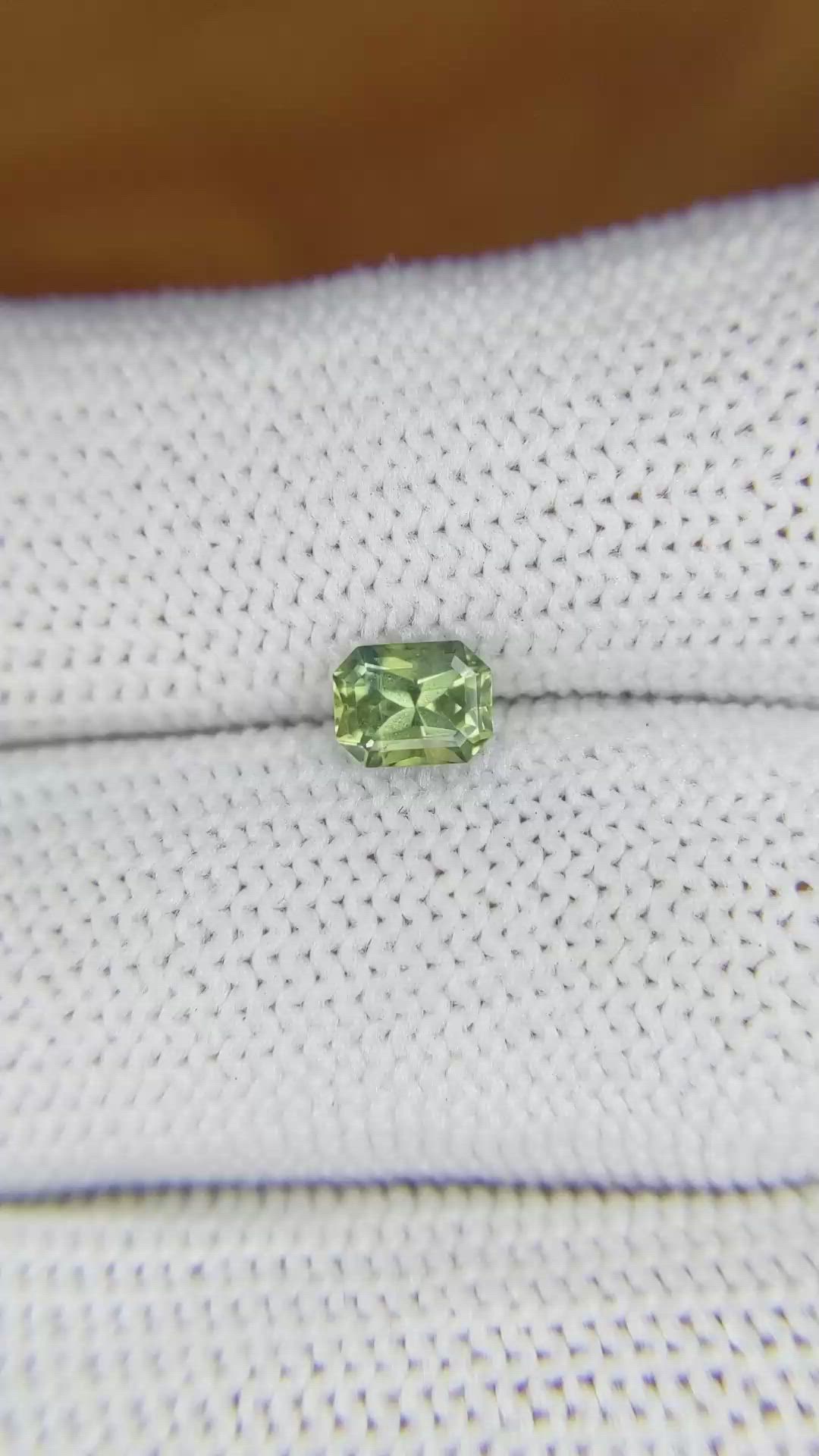 0.80 Ct. Yellowish Green Sapphire from Madagascar Size Video