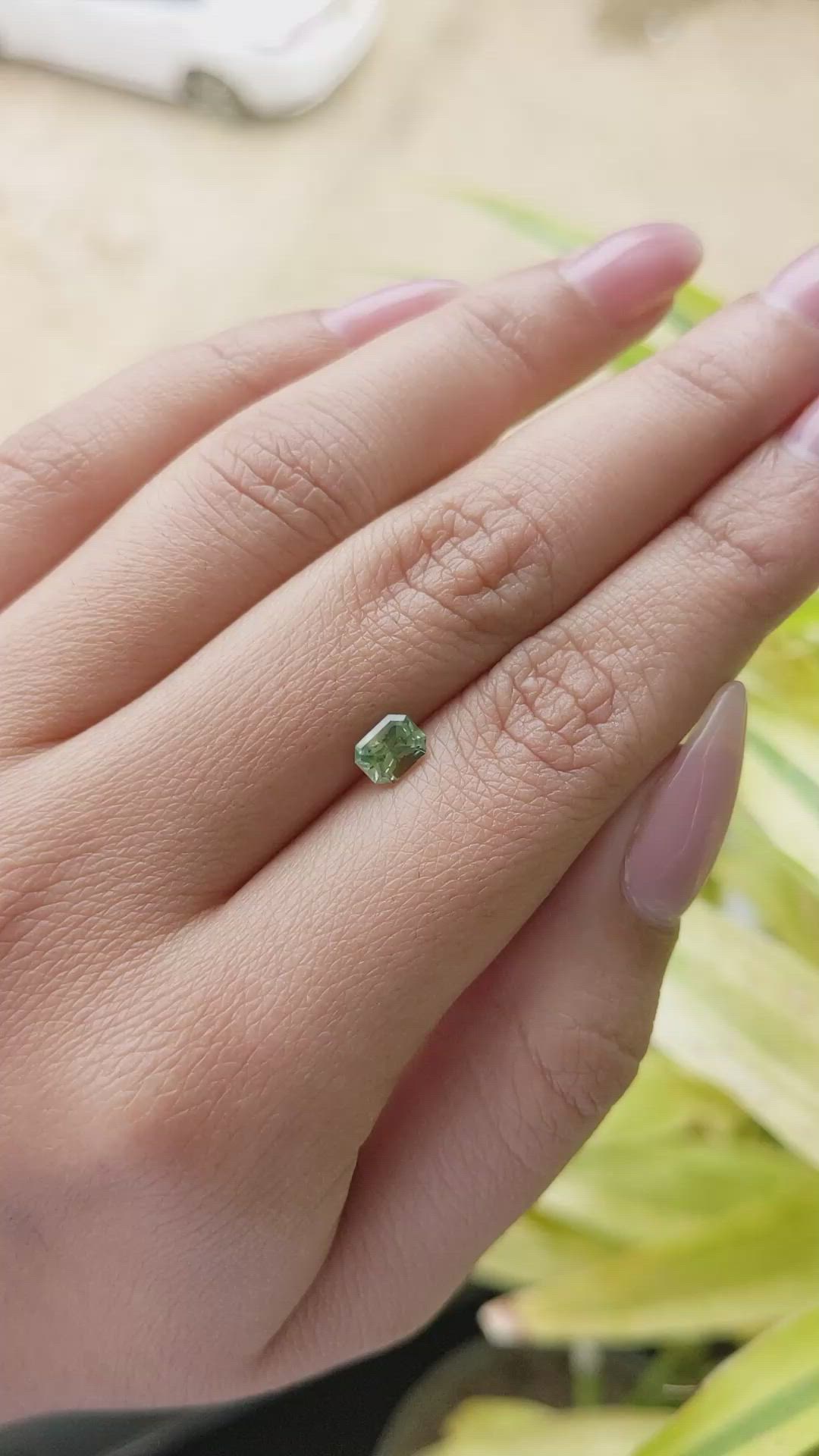 0.80 Ct. Yellowish Green Sapphire from Madagascar Size Video