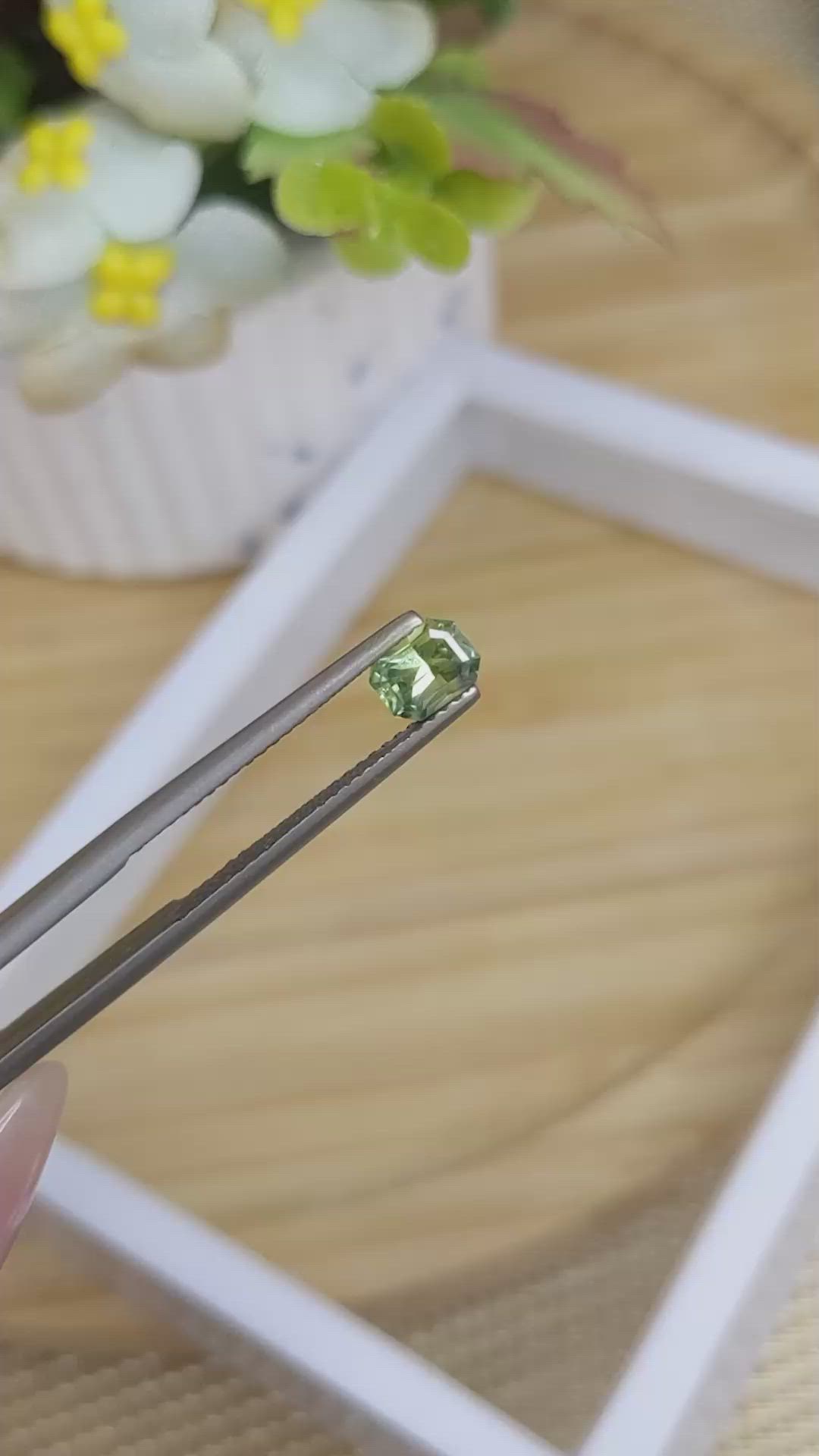 0.80 Ct. Yellowish Green Sapphire from Madagascar Size Video