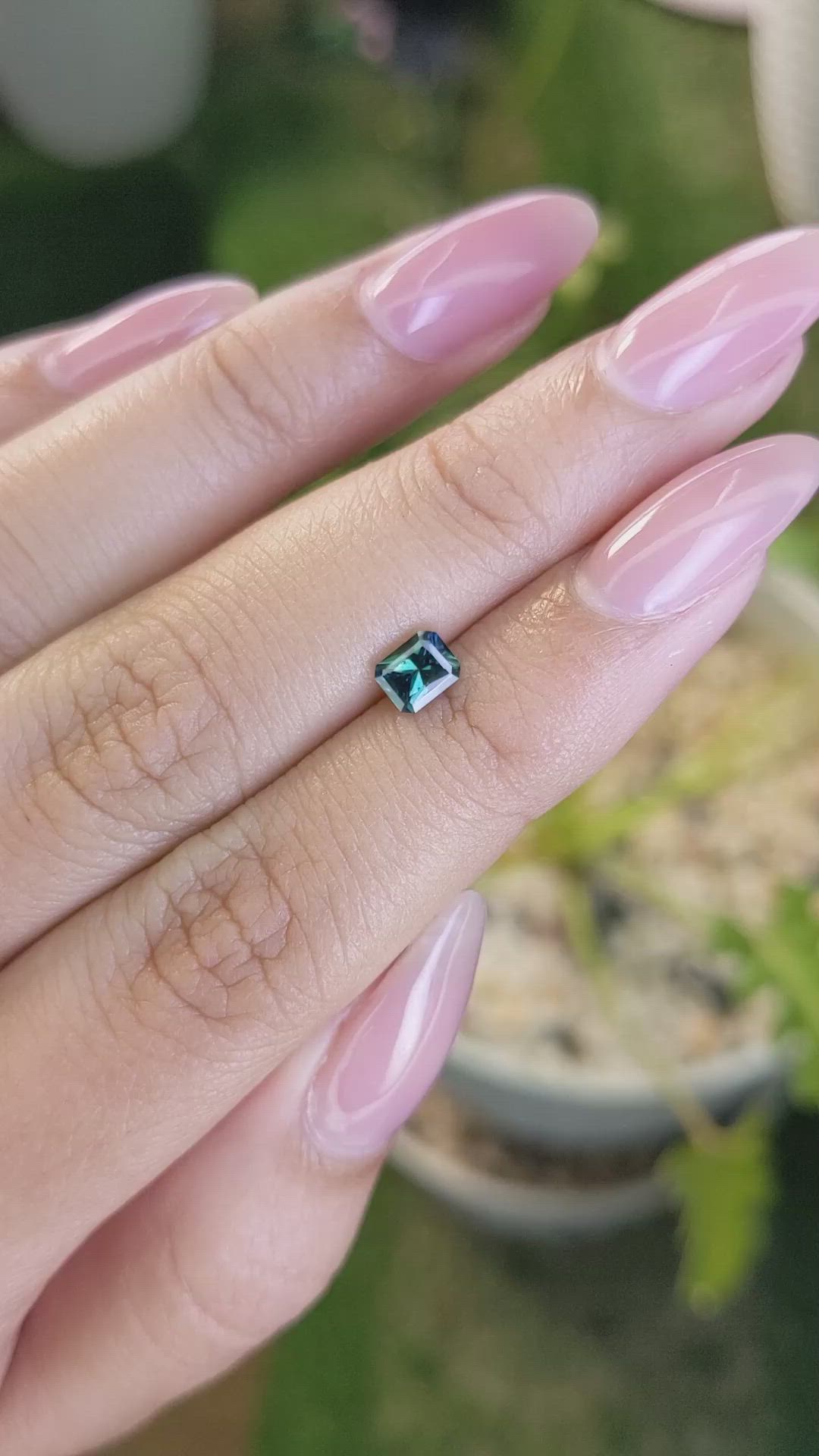 0.66 Ct. Bluish Green Sapphire from Madagascar Size Video