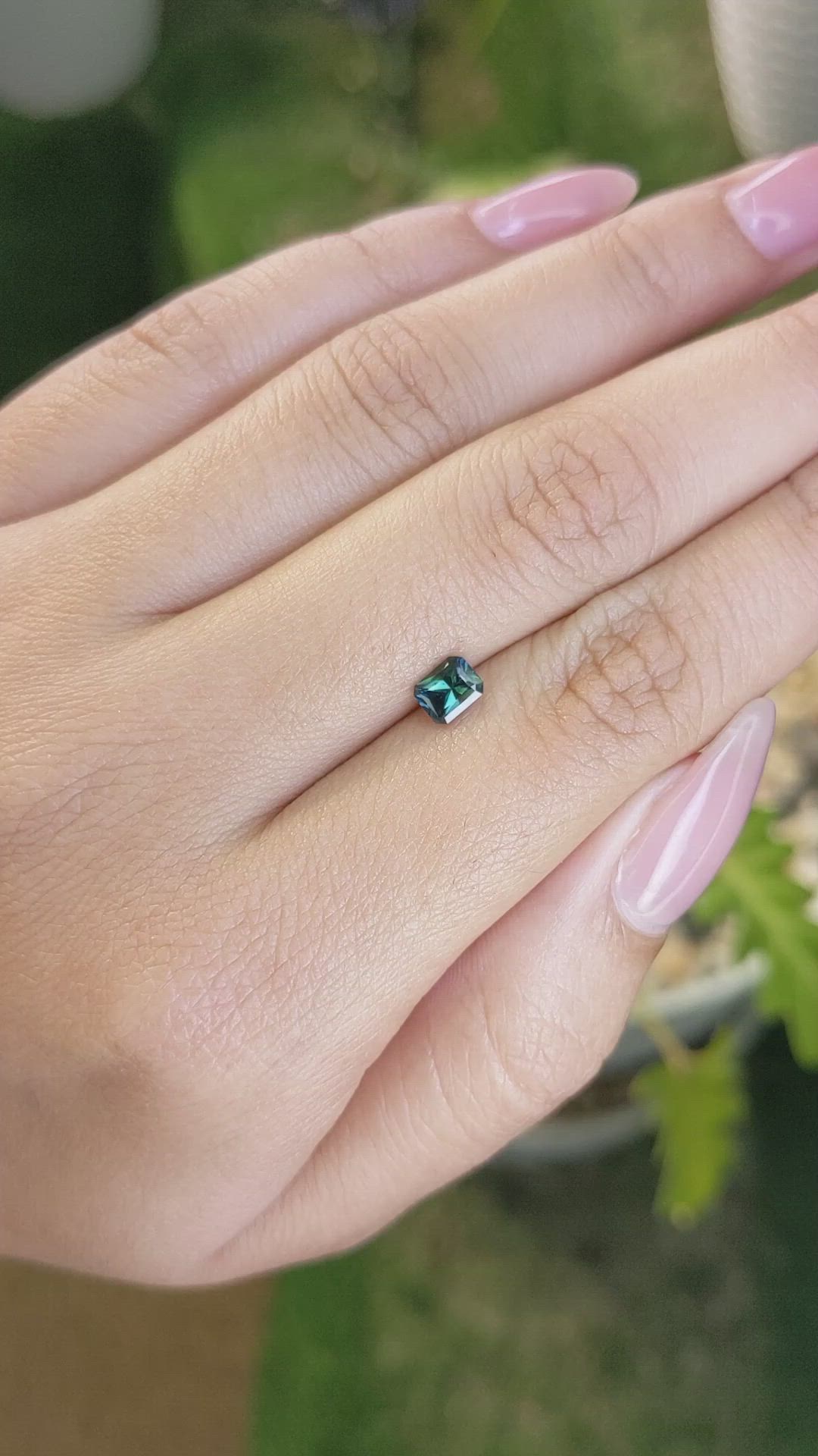 0.66 Ct. Bluish Green Sapphire from Madagascar Size Video