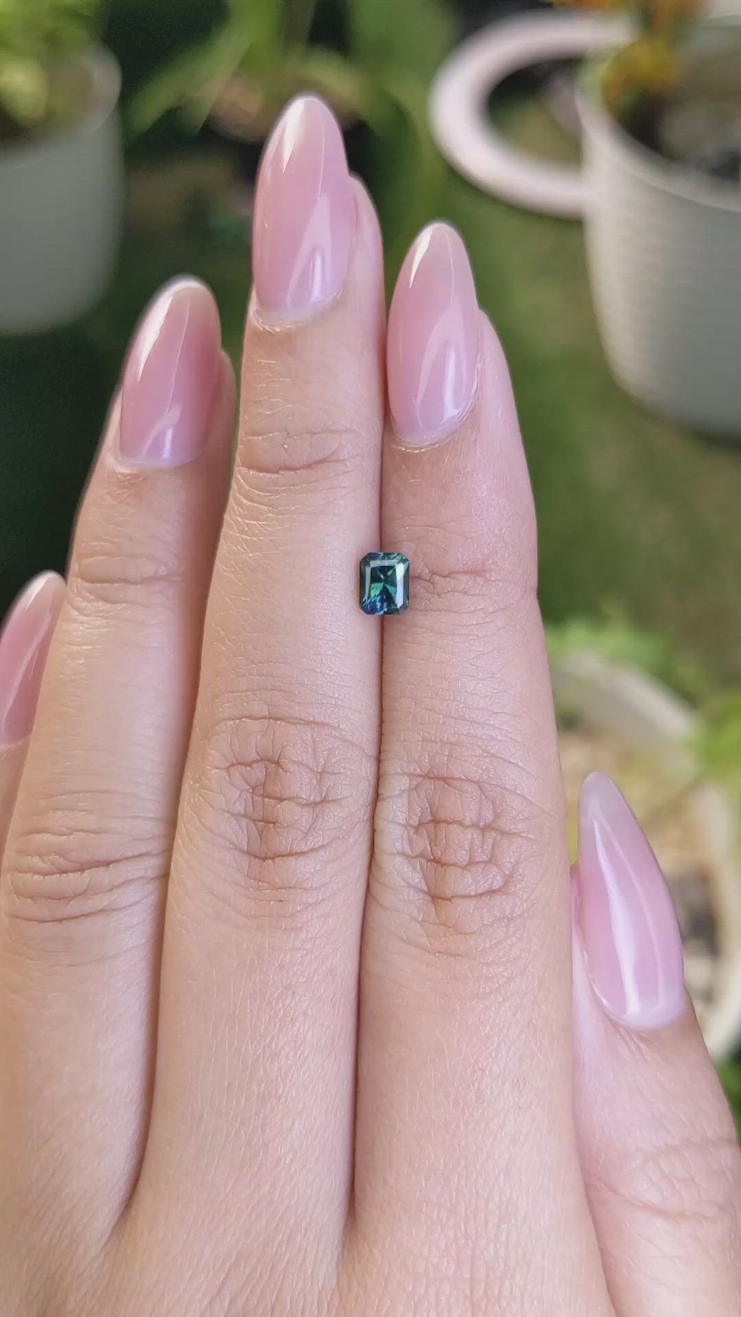 0.66 Ct. Bluish Green Sapphire from Madagascar Size Video