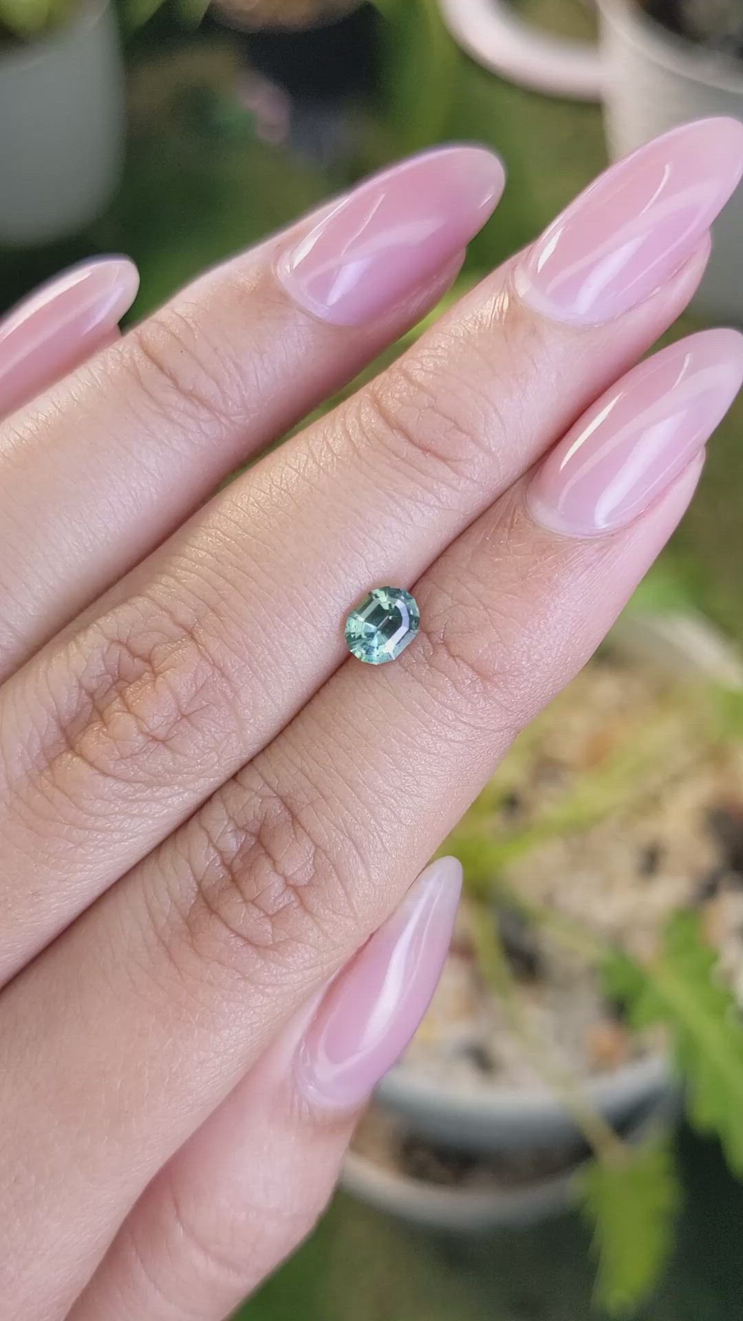 0.66 Ct. Bluish Green Sapphire from Madagascar Size Video