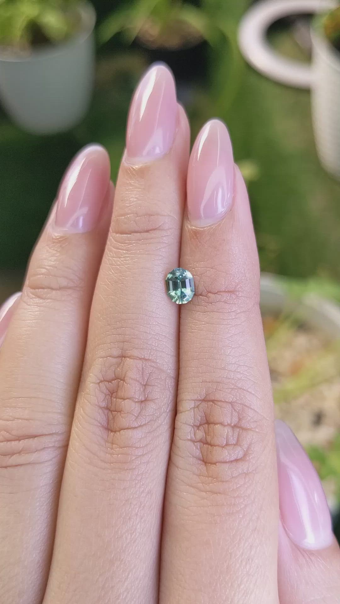0.66 Ct. Bluish Green Sapphire from Madagascar Size Video