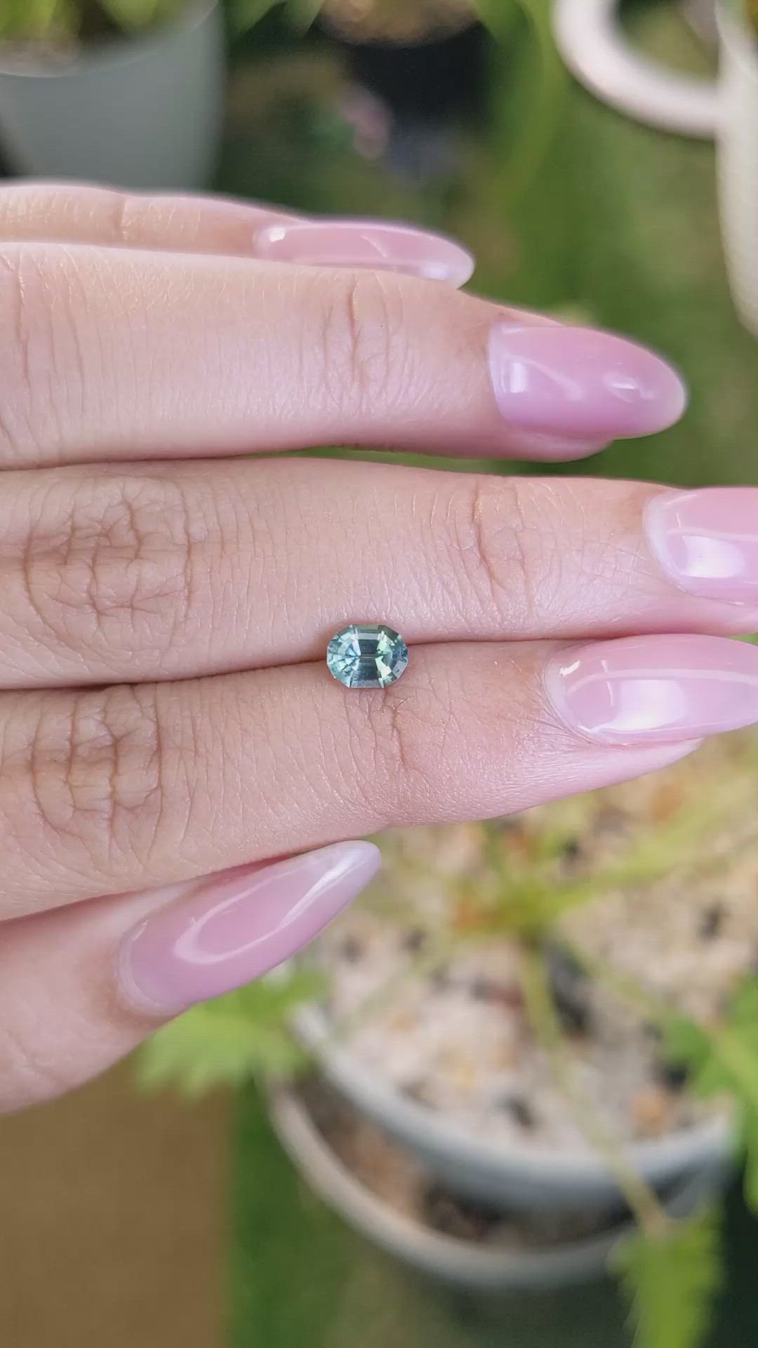 0.66 Ct. Bluish Green Sapphire from Madagascar Size Video
