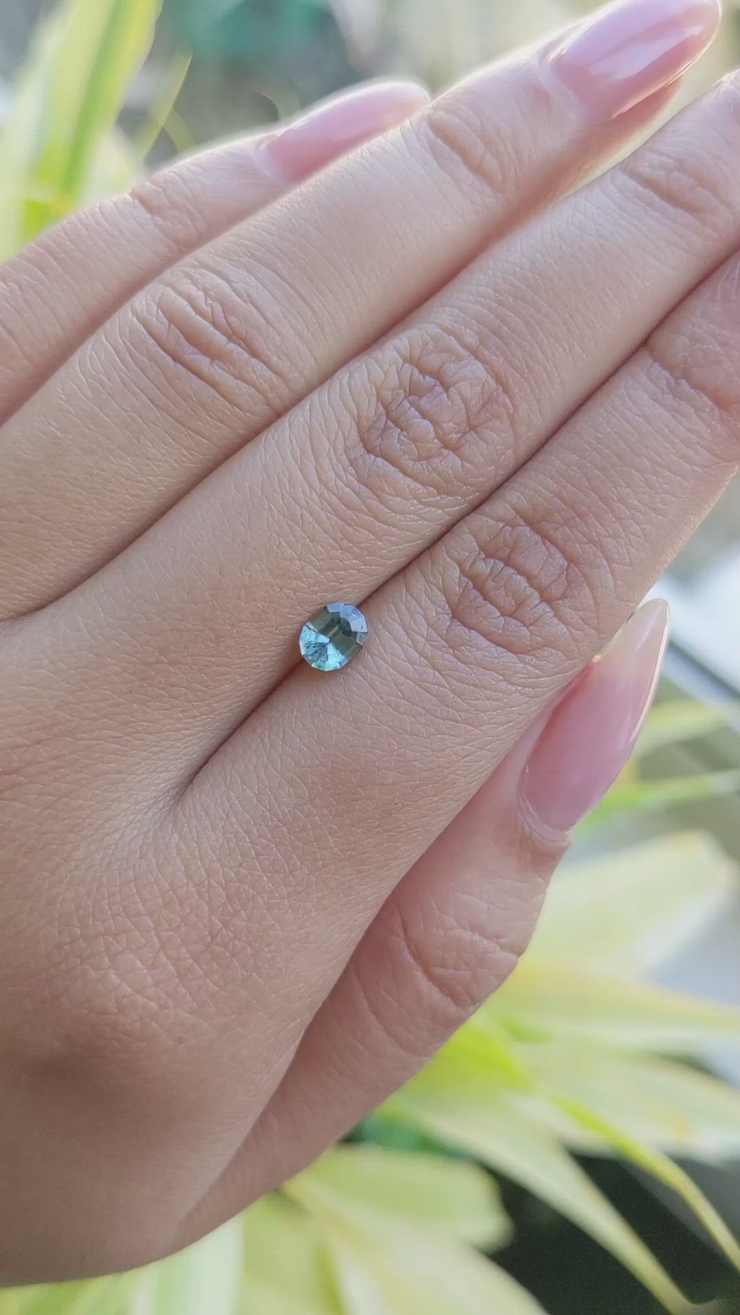 0.66 Ct. Bluish Green Sapphire from Madagascar Size Video