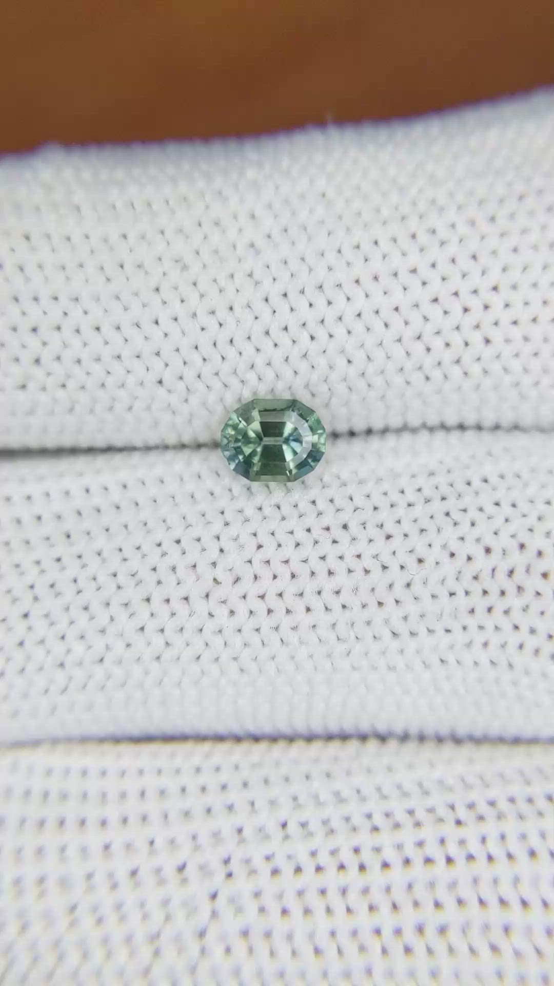 0.66 Ct. Bluish Green Sapphire from Madagascar Size Video