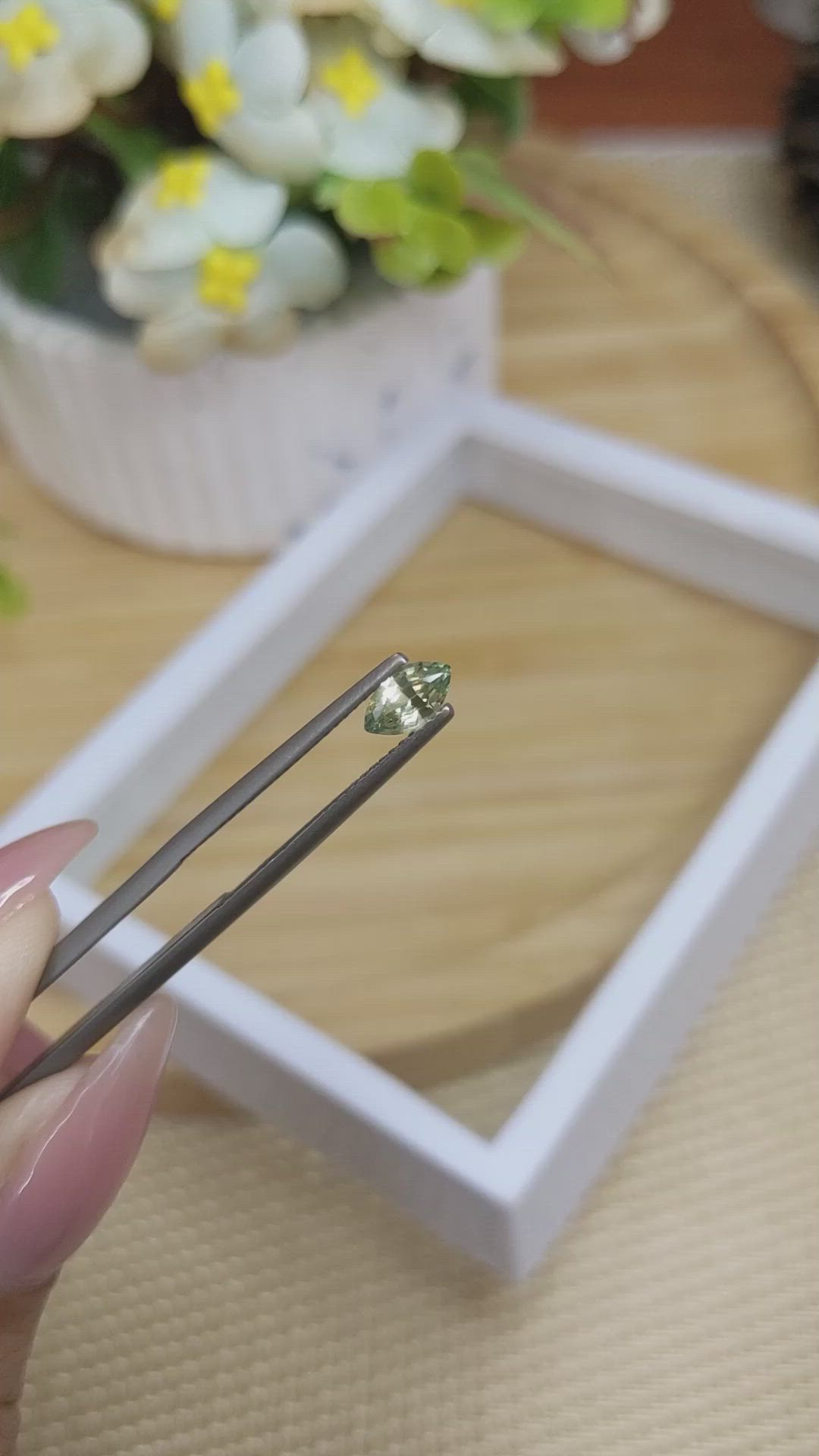 0.55 Ct. Yellowish Green Sapphire from Madagascar Size Video
