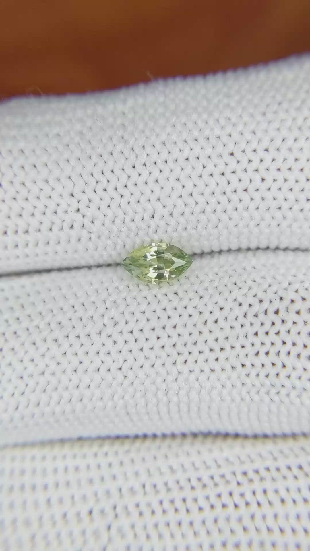 0.55 Ct. Yellowish Green Sapphire from Madagascar Size Video