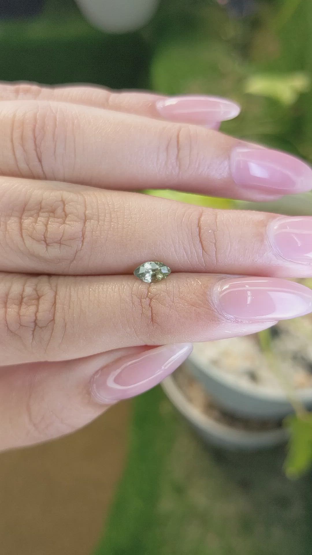 0.55 Ct. Yellowish Green Sapphire from Madagascar Size Video