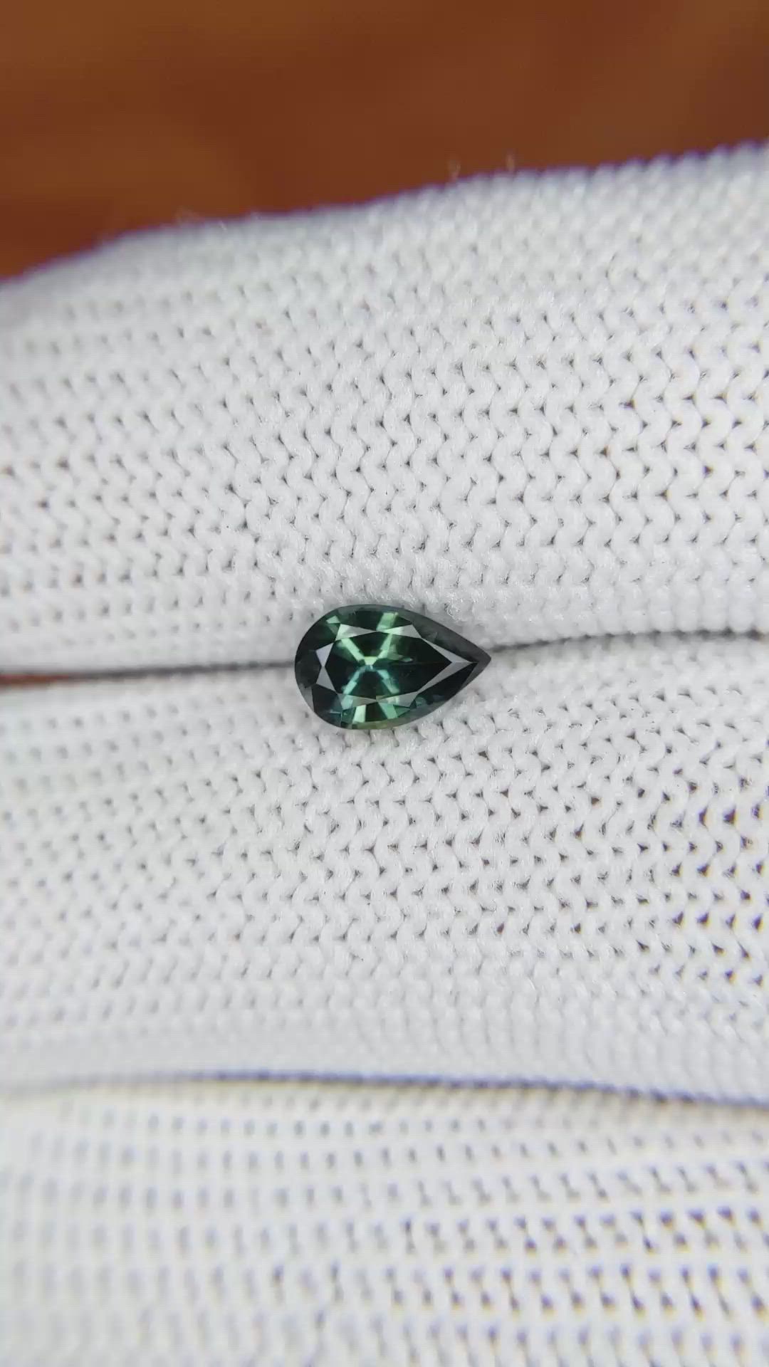 0.95 Ct. Bluish Green Sapphire from Madagascar Size Video