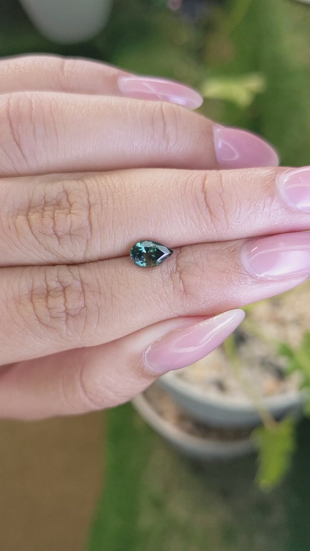 0.95 Ct. Bluish Green Sapphire from Madagascar Size Video