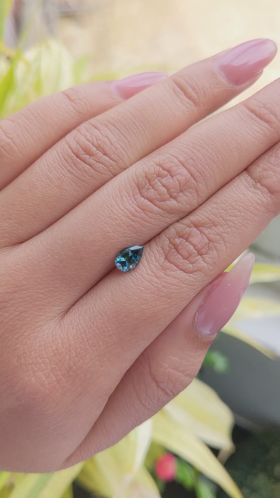 0.95 Ct. Bluish Green Sapphire from Madagascar Size Video