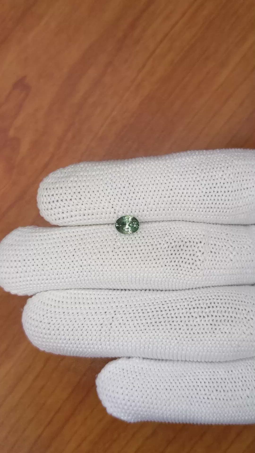 0.65 Ct. Green Sapphire from Madagascar Size Video