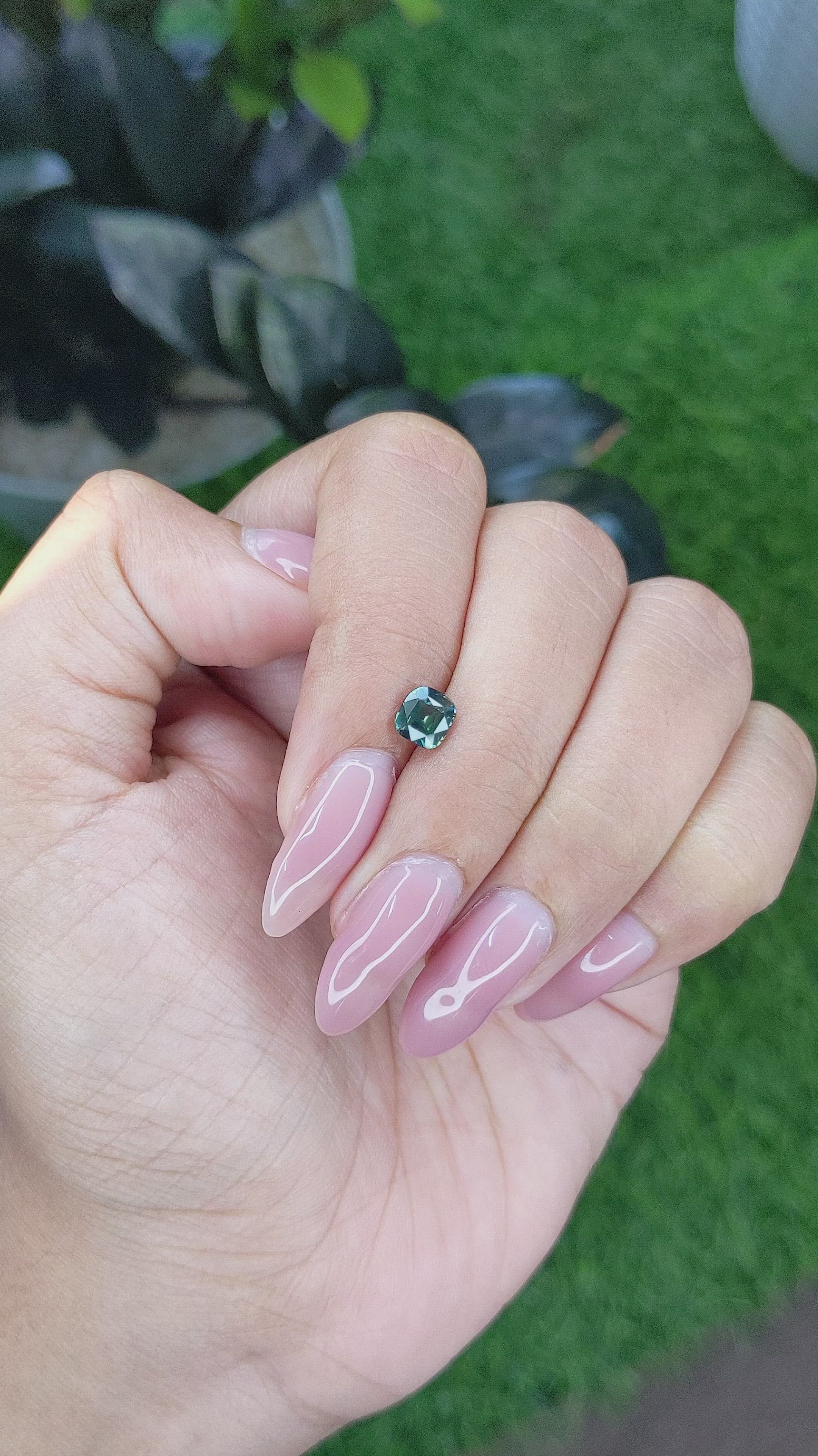 0.89 Ct. Bluish Green Sapphire from Madagascar Size Video