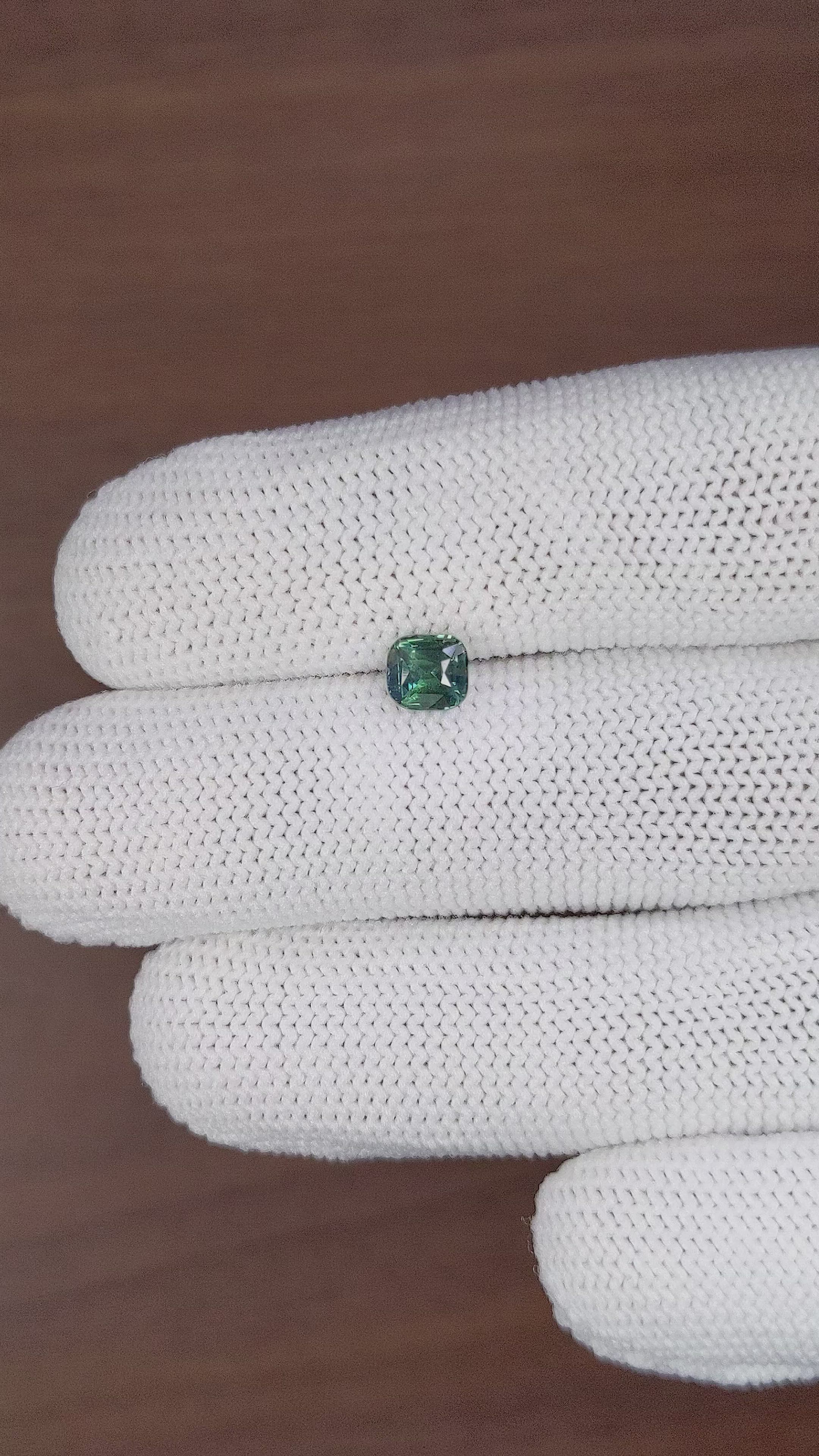 0.89 Ct. Bluish Green Sapphire from Madagascar Size Video