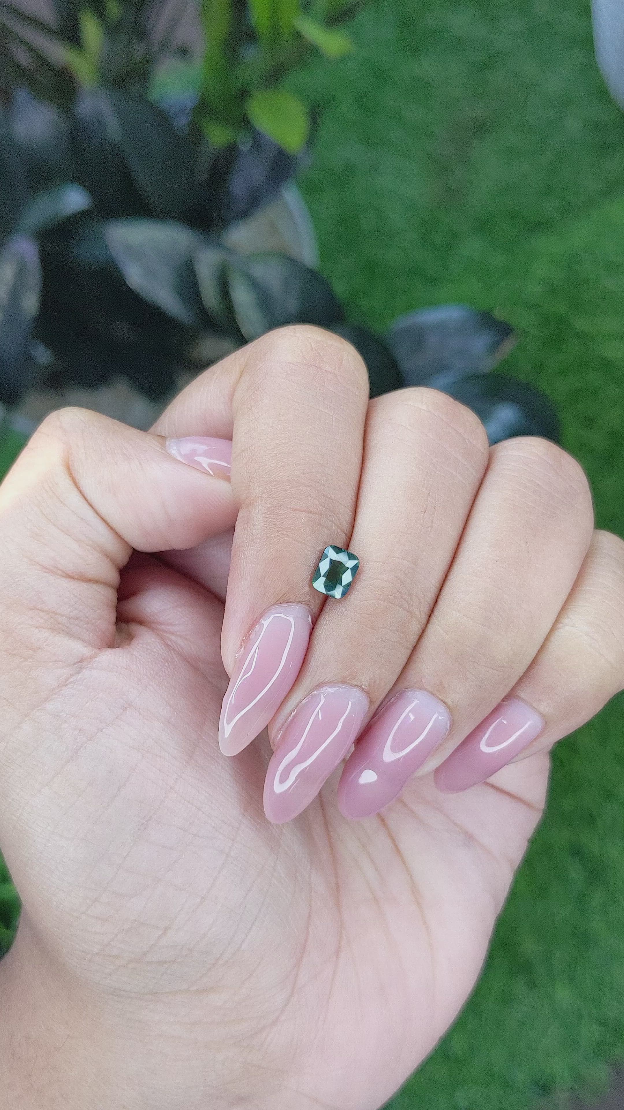 0.85 Ct. Bluish Green Sapphire from Madagascar Size Video