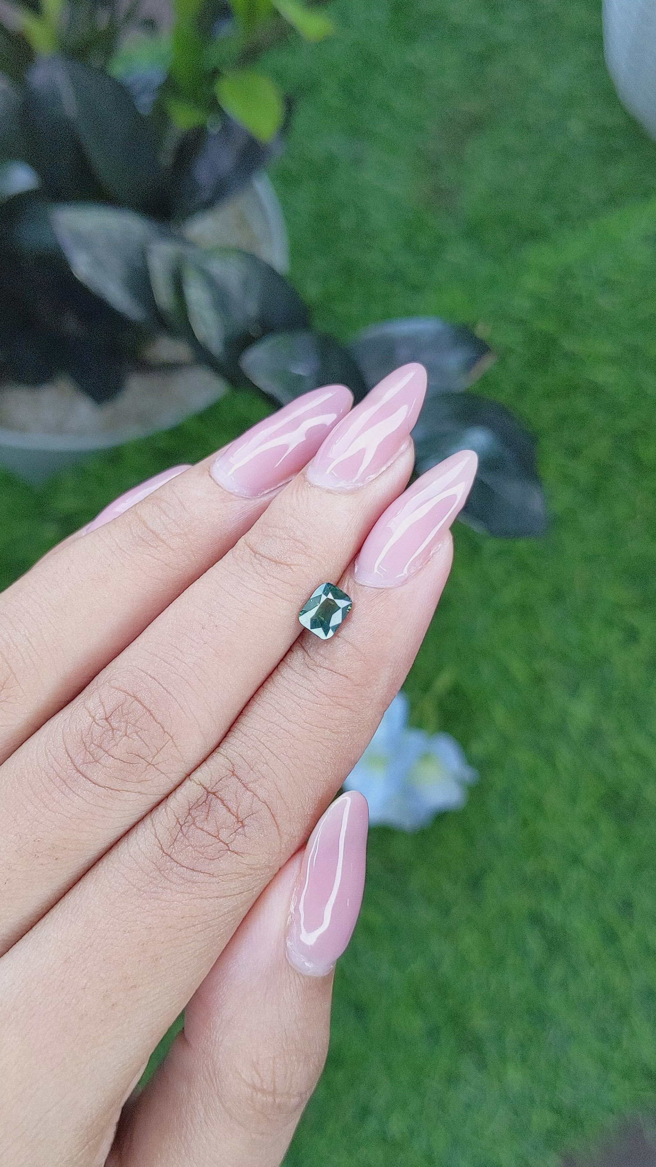 0.85 Ct. Bluish Green Sapphire from Madagascar Size Video