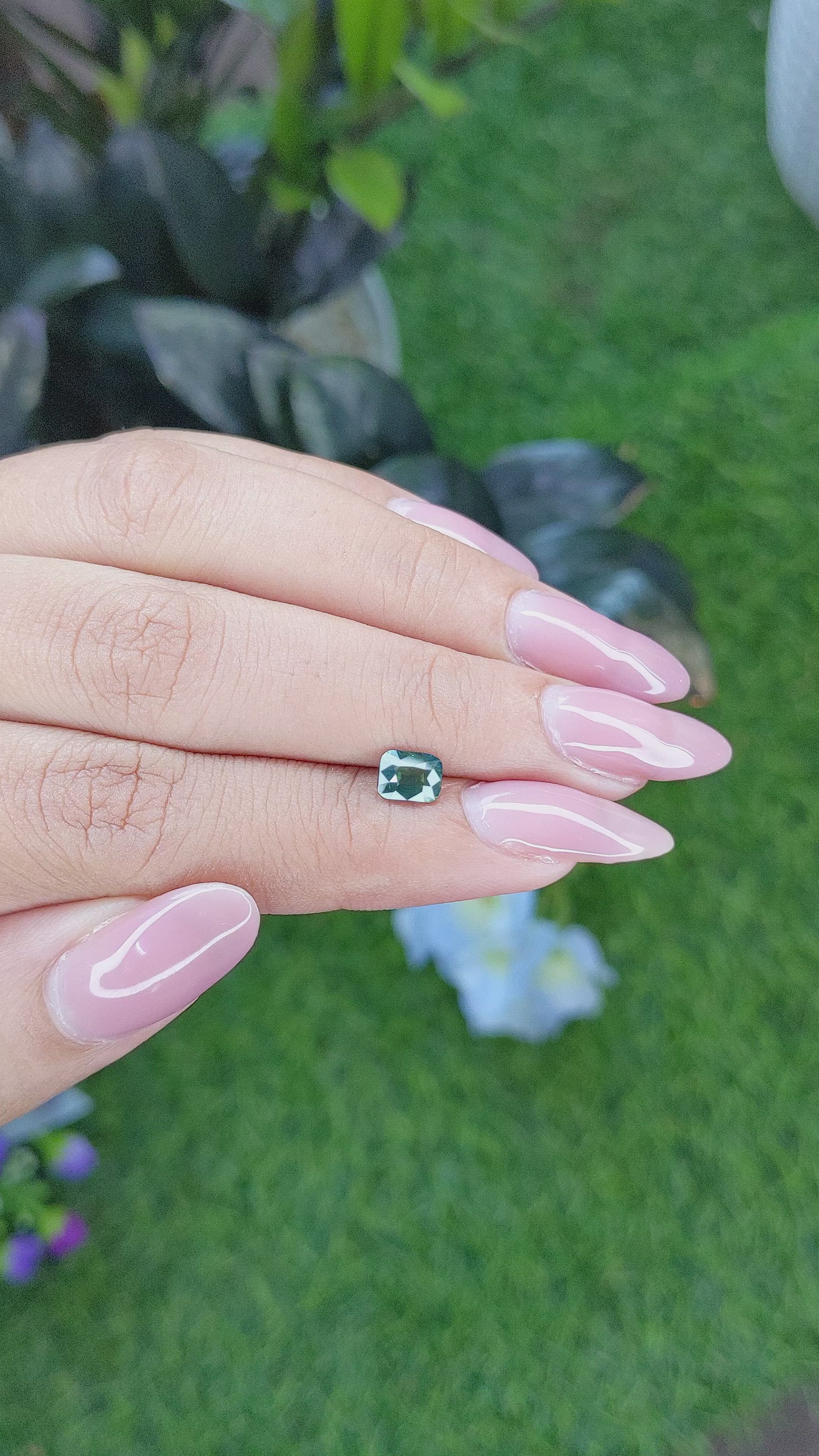 0.85 Ct. Bluish Green Sapphire from Madagascar Size Video