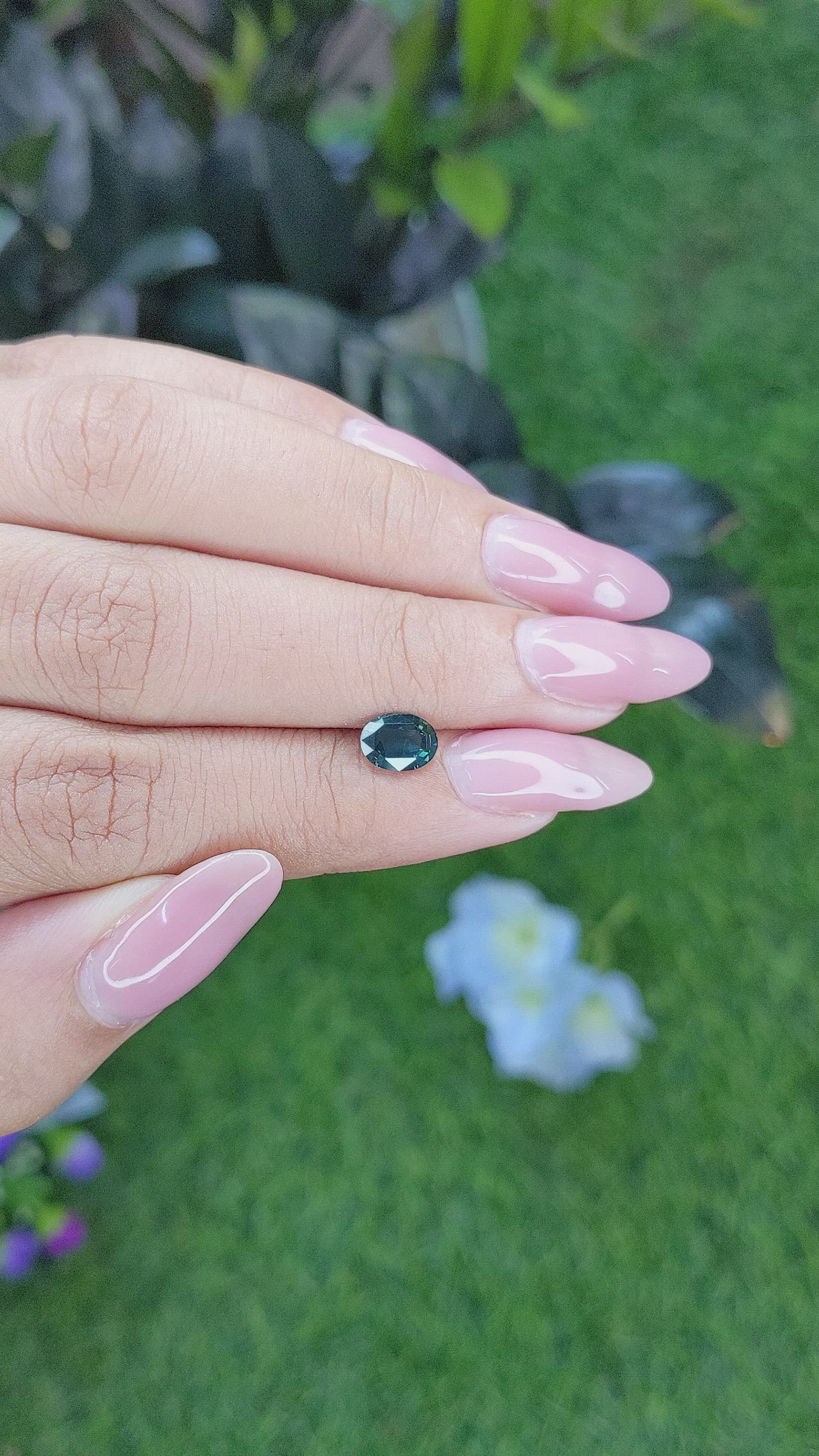 0.92 Ct. Greenish Blue Sapphire from Madagascar Size Video