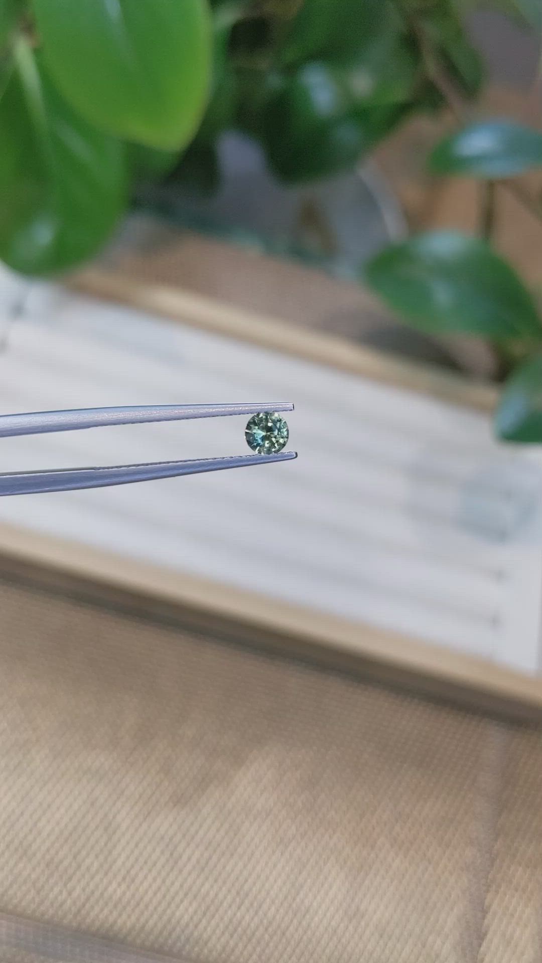 0.39 Ct. Bluish Green Sapphire from Madagascar Size Video