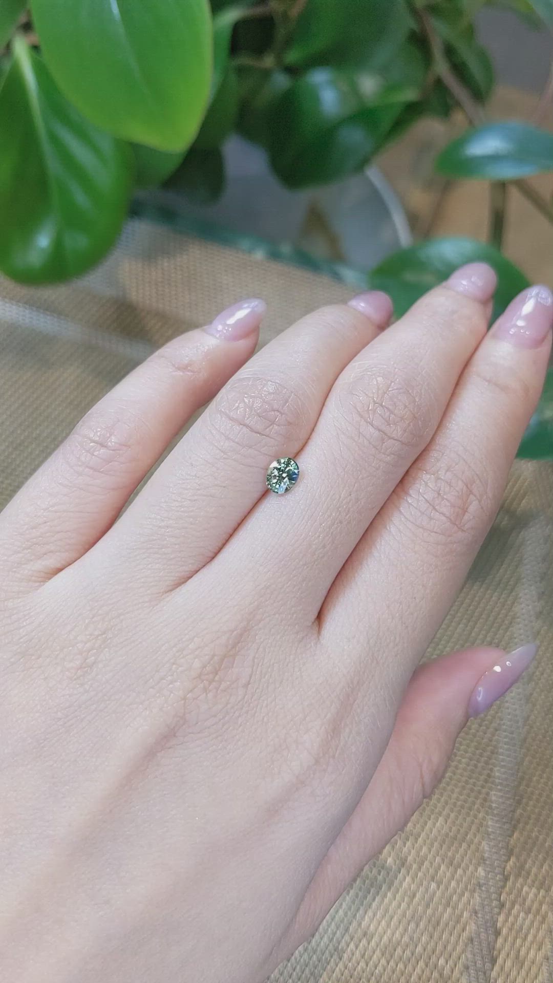 0.70 Ct. Bluish Green Sapphire from Madagascar Size Video