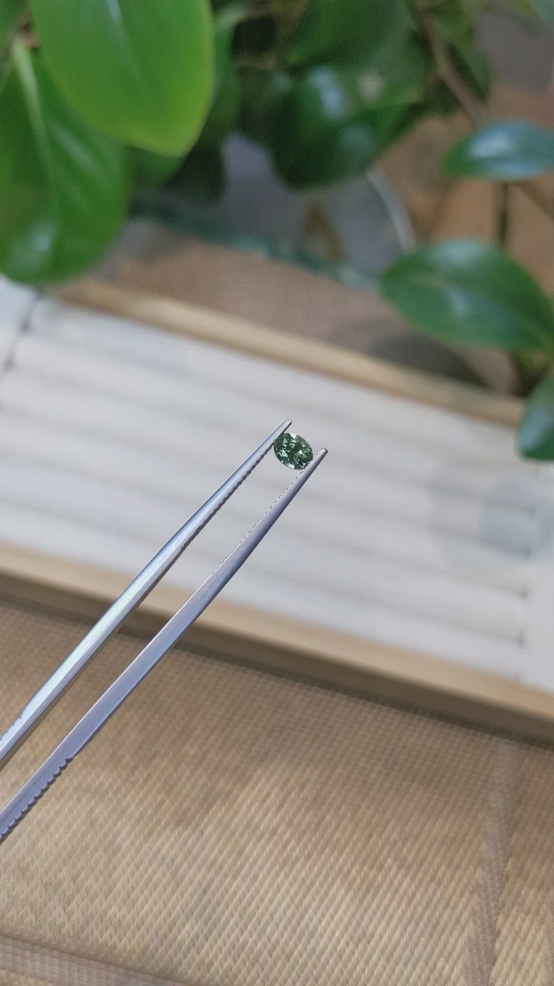 0.56 Ct. Bluish Green Sapphire from Madagascar Size Video