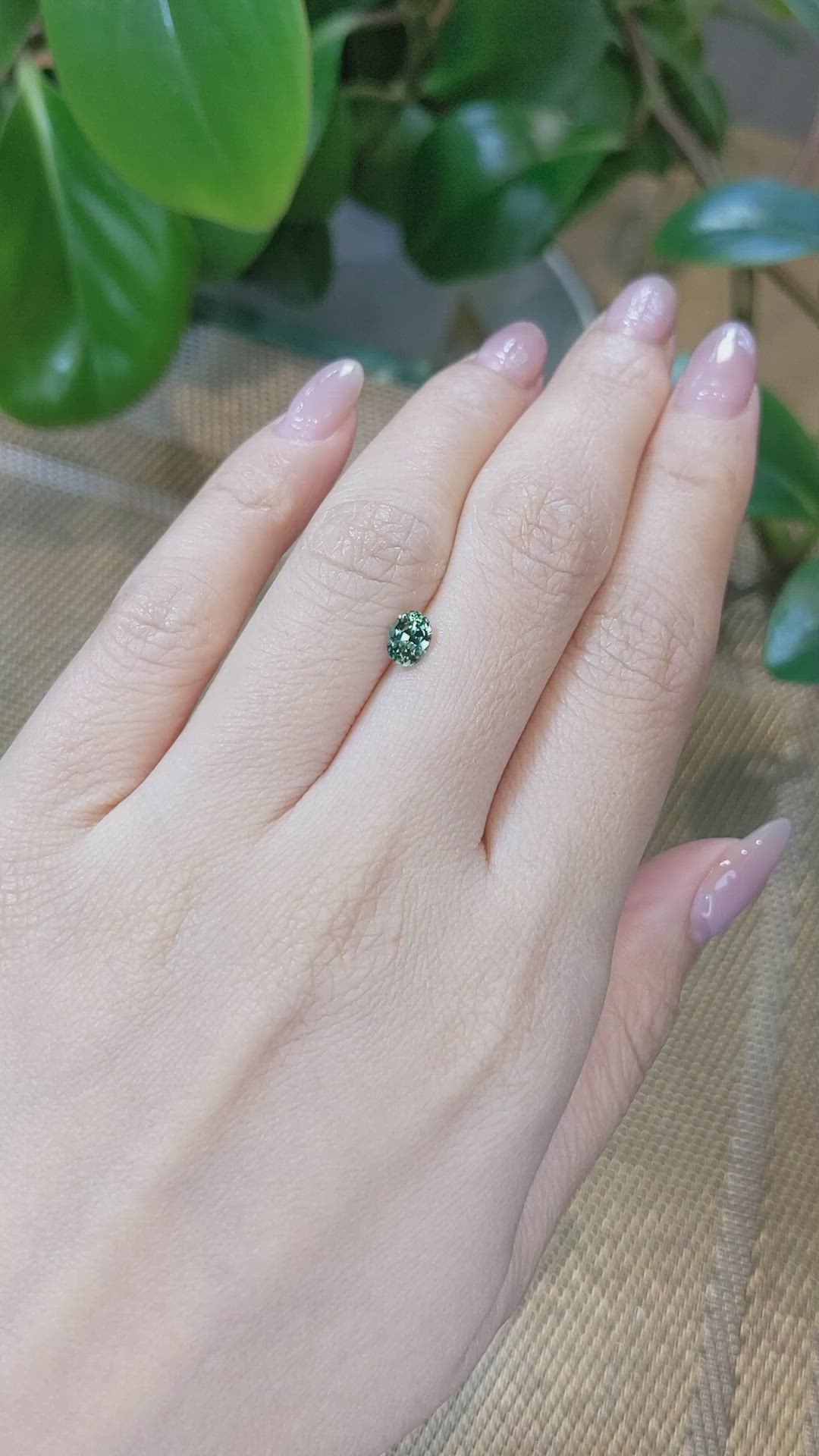 0.68 Ct. Green Sapphire from Madagascar Size Video