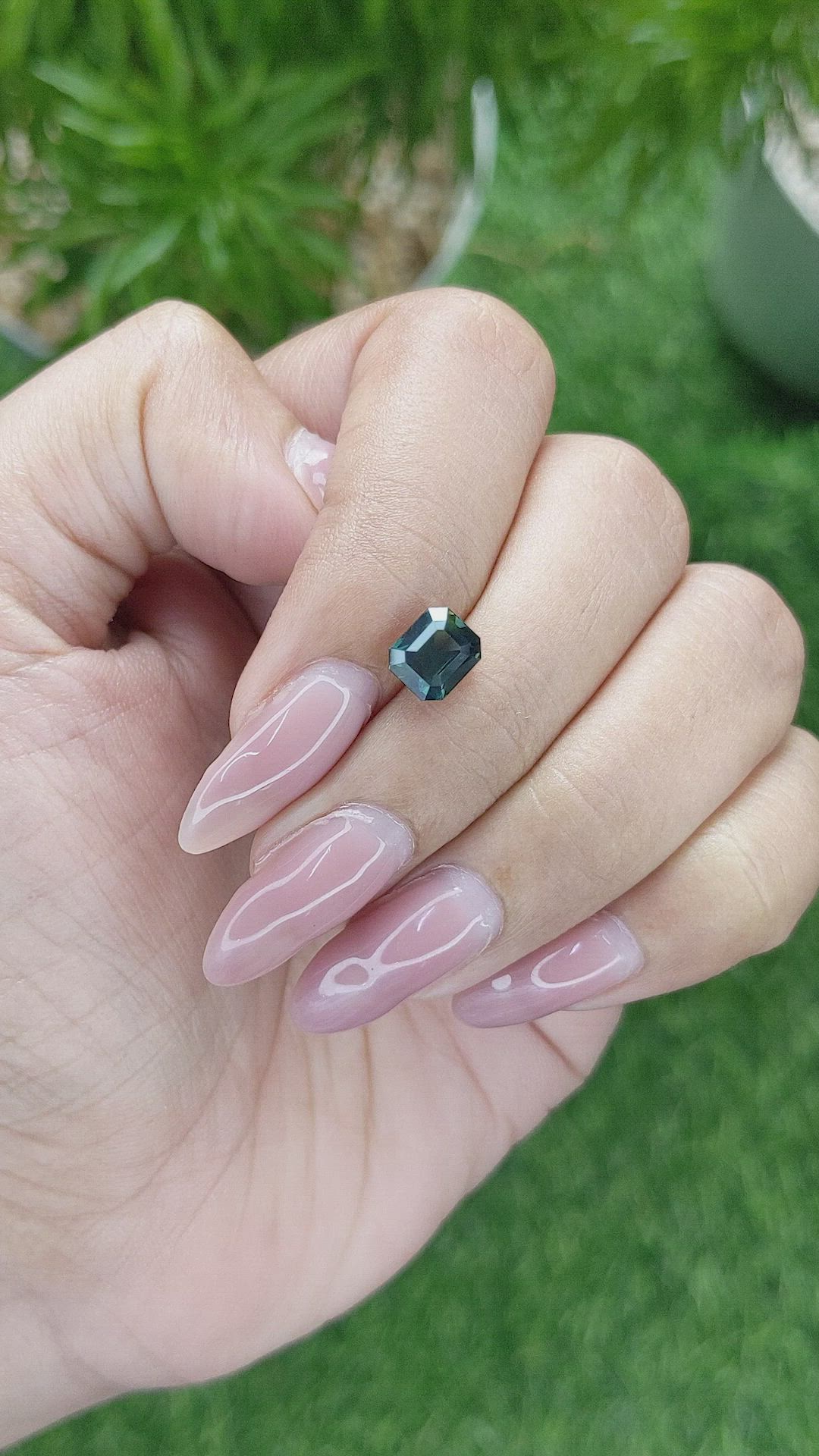 2.04 Ct. Bluish Green Sapphire from Madagascar Size Video