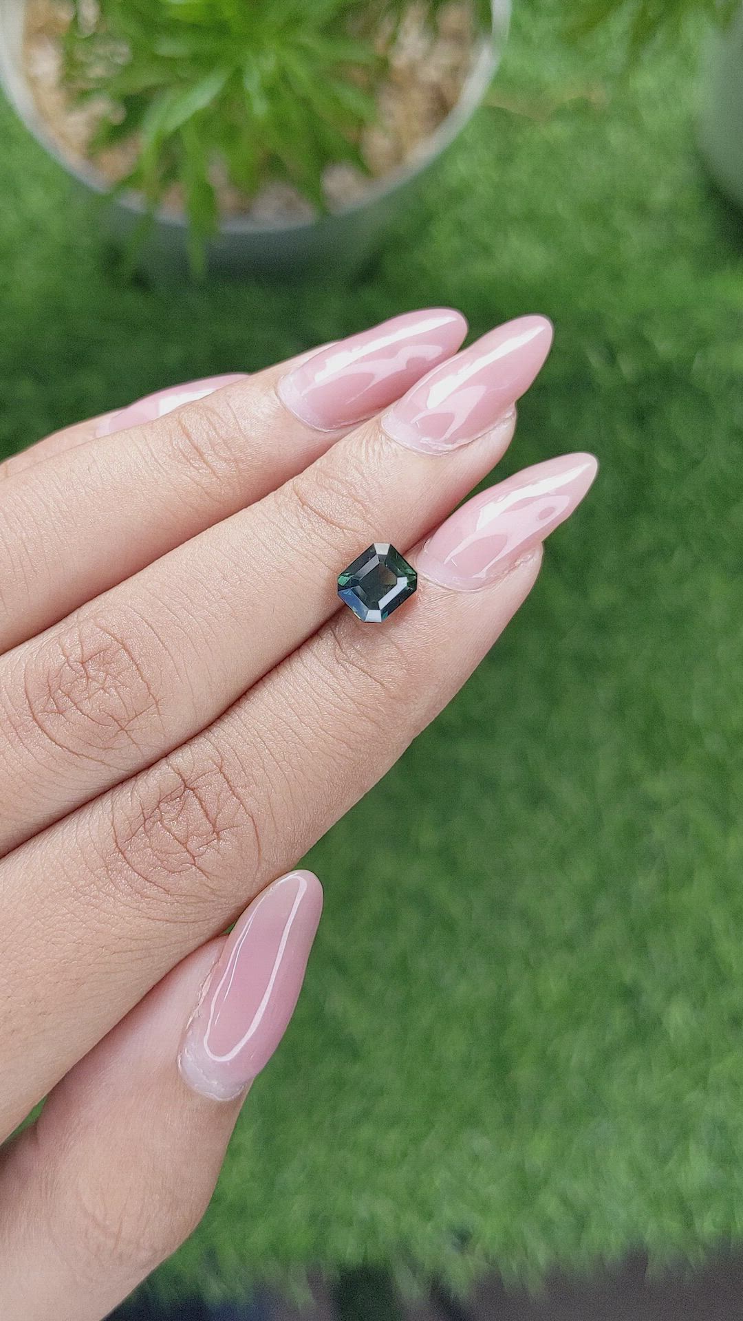 2.04 Ct. Bluish Green Sapphire from Madagascar Size Video