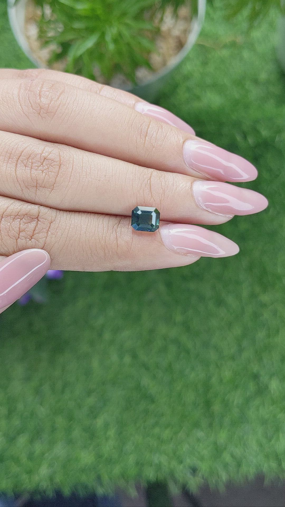 2.04 Ct. Bluish Green Sapphire from Madagascar Size Video