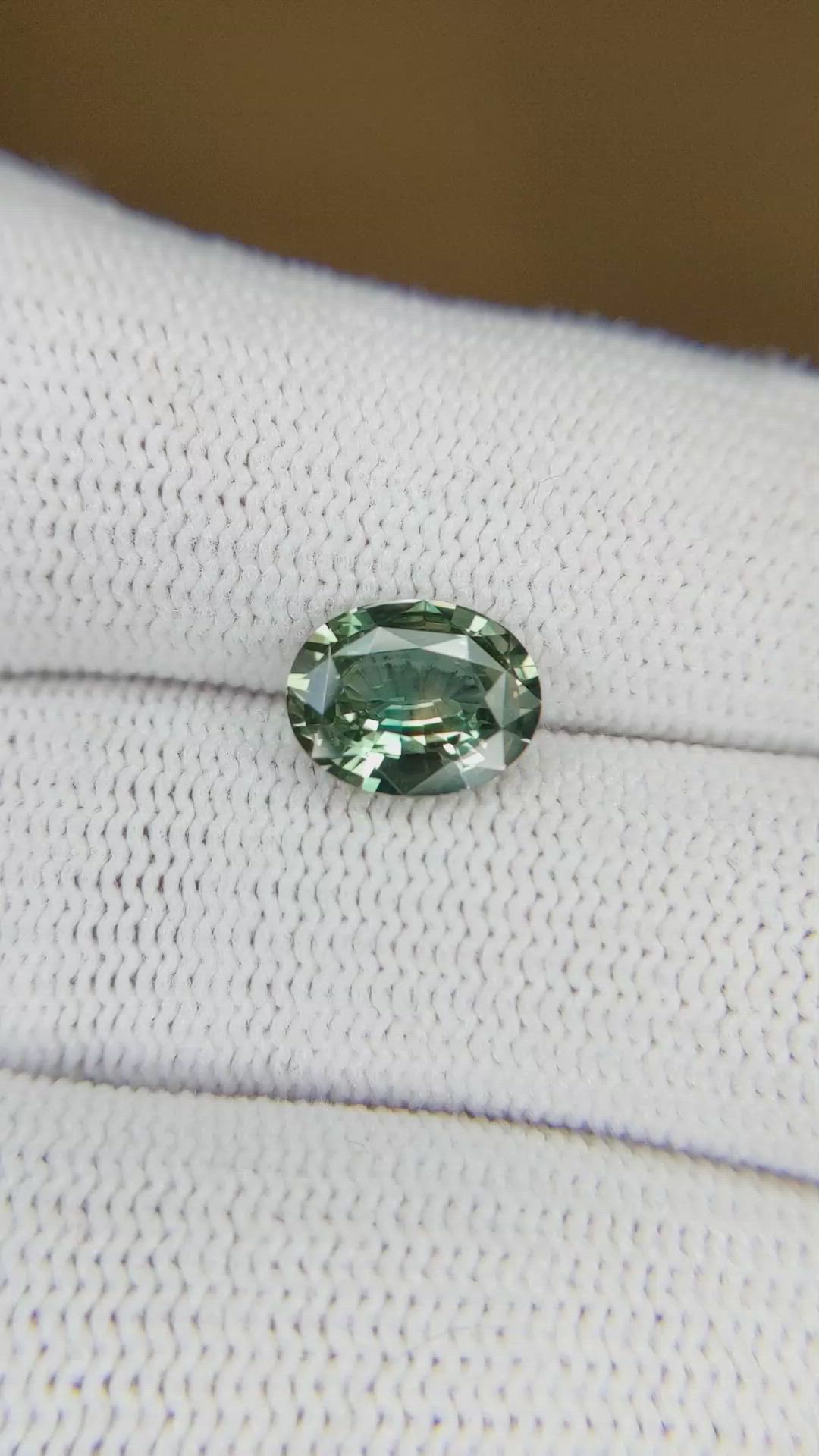 1.84 Ct. Bluish Green Sapphire from Madagascar Size Video