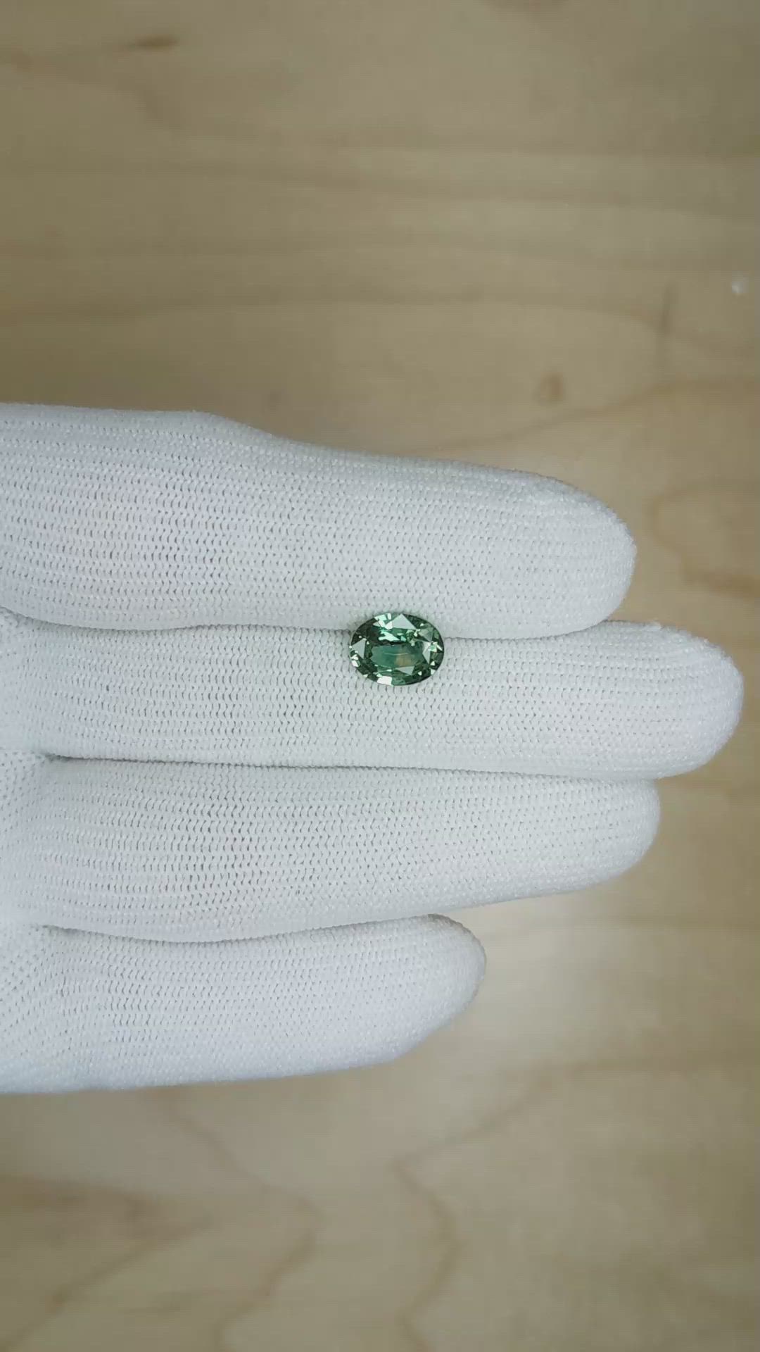 1.84 Ct. Bluish Green Sapphire from Madagascar Size Video