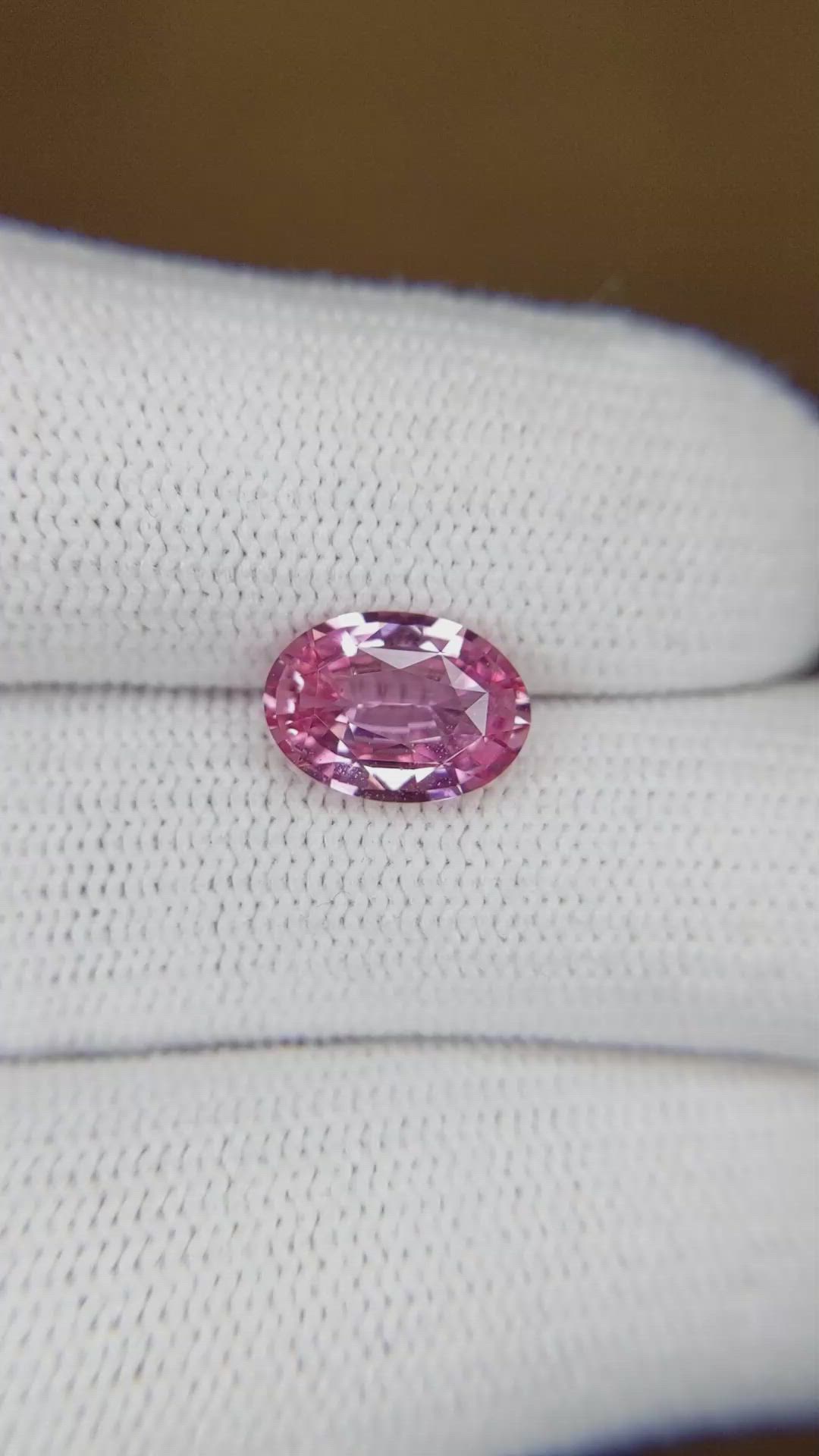 2.16 Ct. Pink Sapphire from Ceylon (Sri Lanka) Size Video