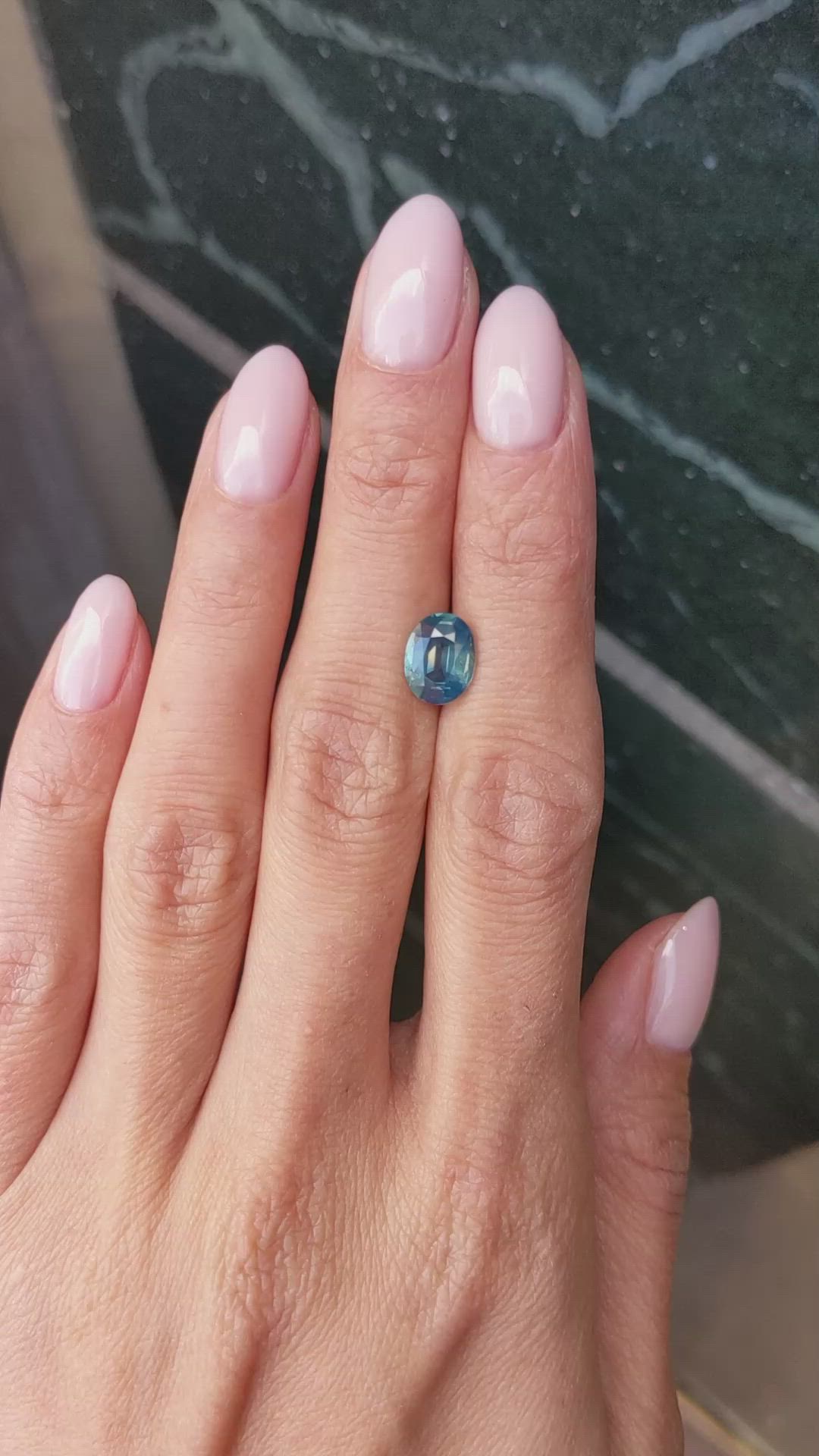 2.09 Ct. Bluish Green Sapphire from Madagascar Size Video