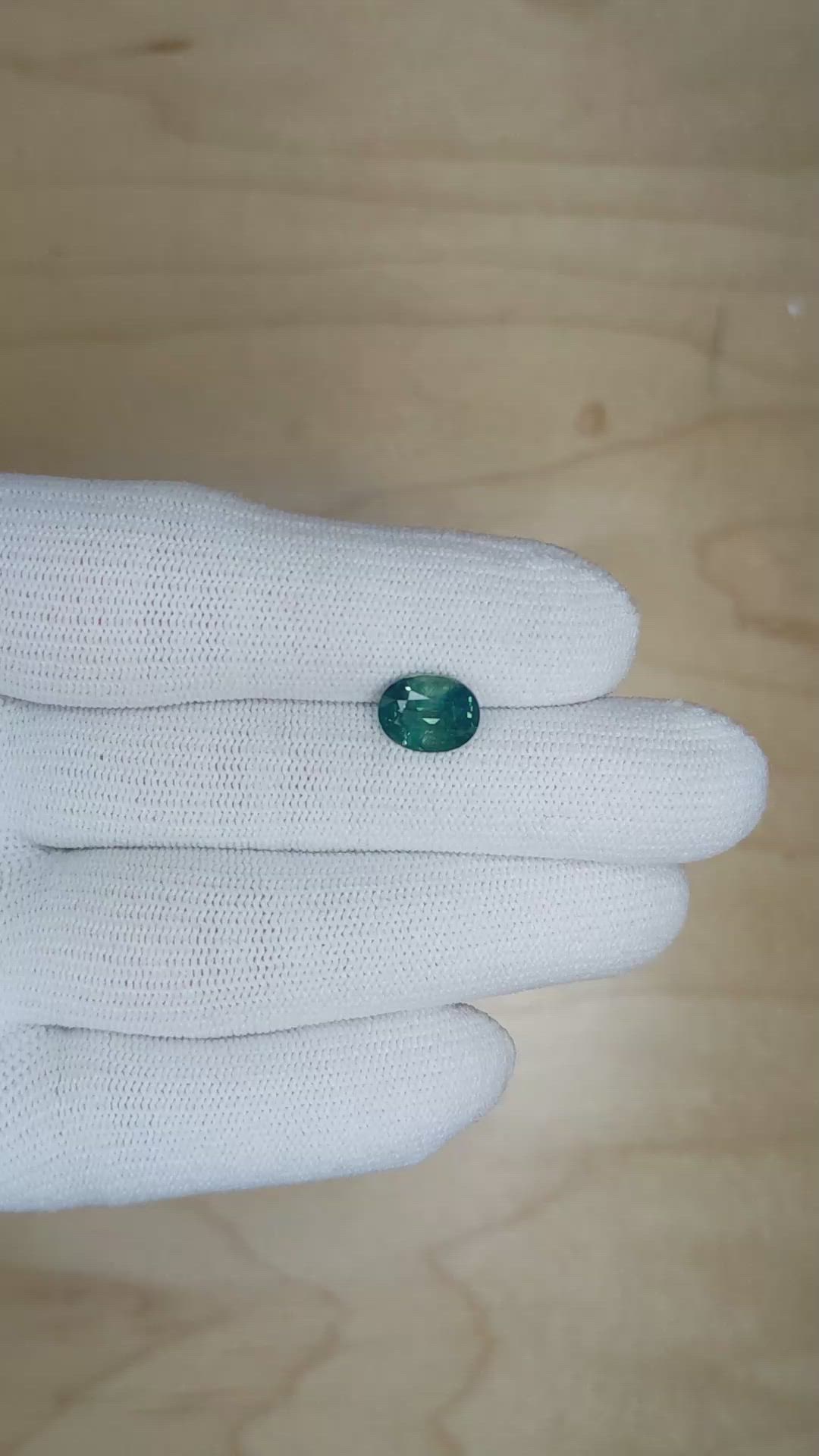 2.09 Ct. Bluish Green Sapphire from Madagascar Size Video